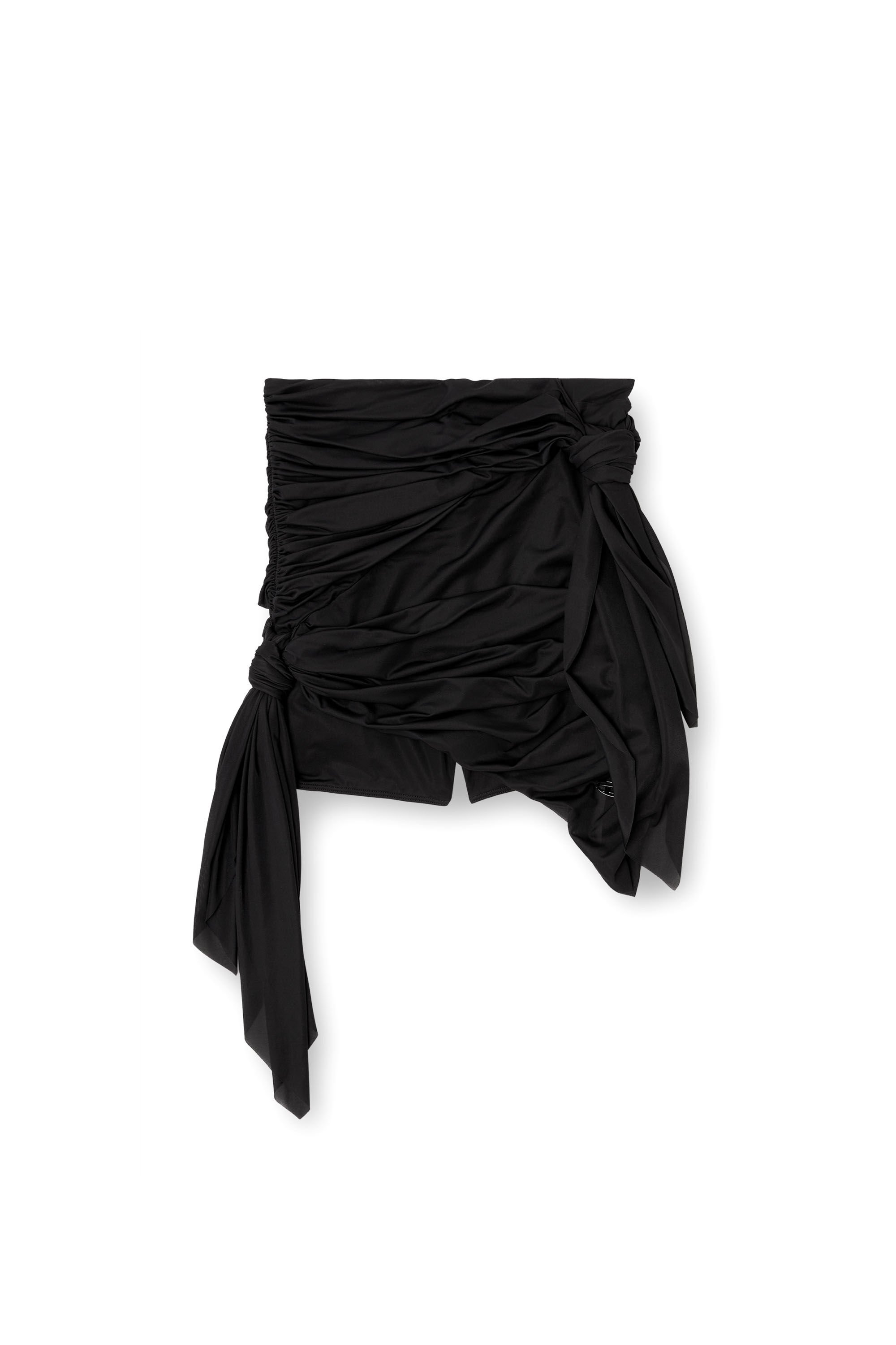 Diesel - O-RUELLIA-PLAIN, Damen Bandana-Minirock aus drapiertem Jersey in Schwarz - 2