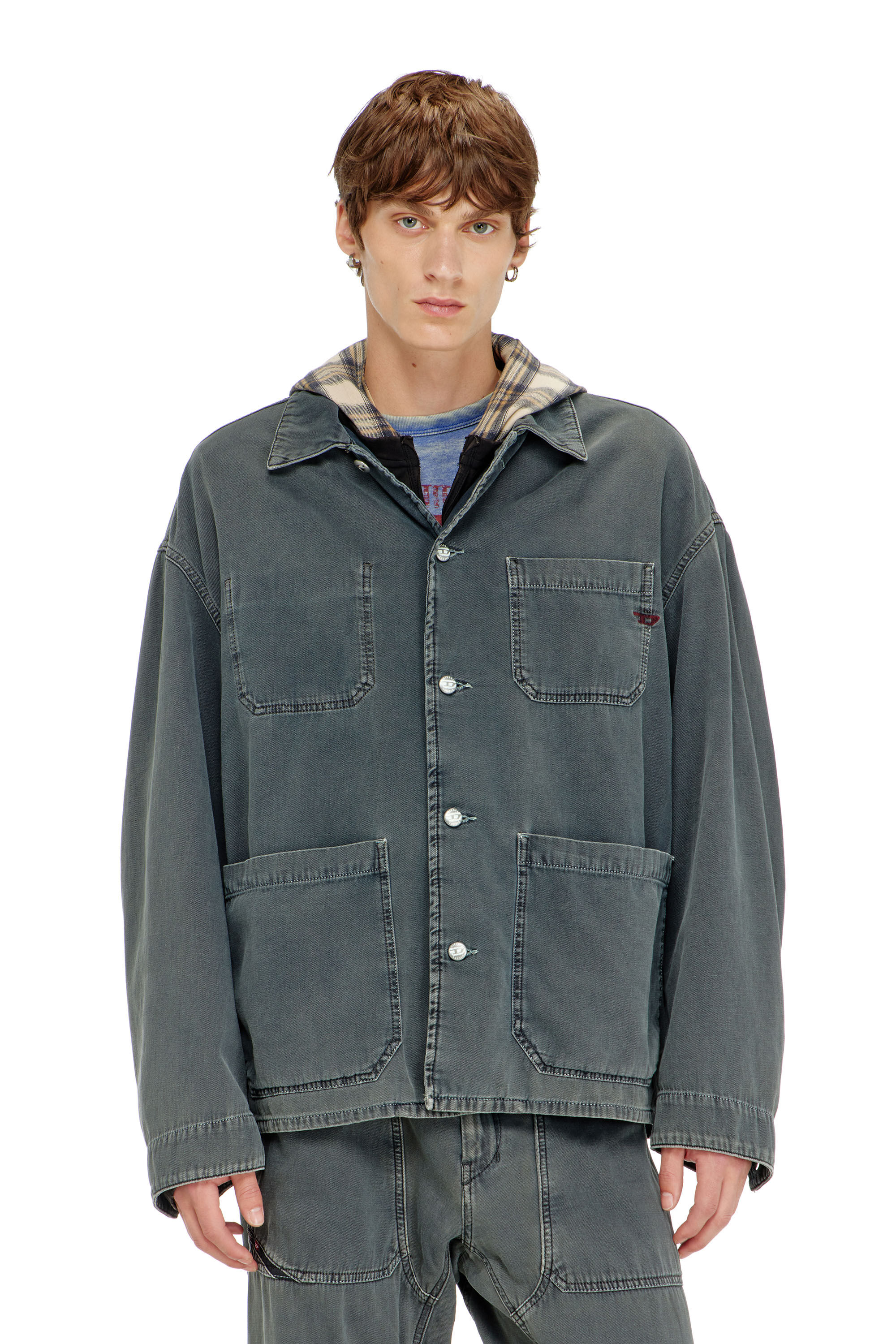 Diesel - D-STACK-U, Unisex Utility-Jacke aus farbigem denim in Grau - 3