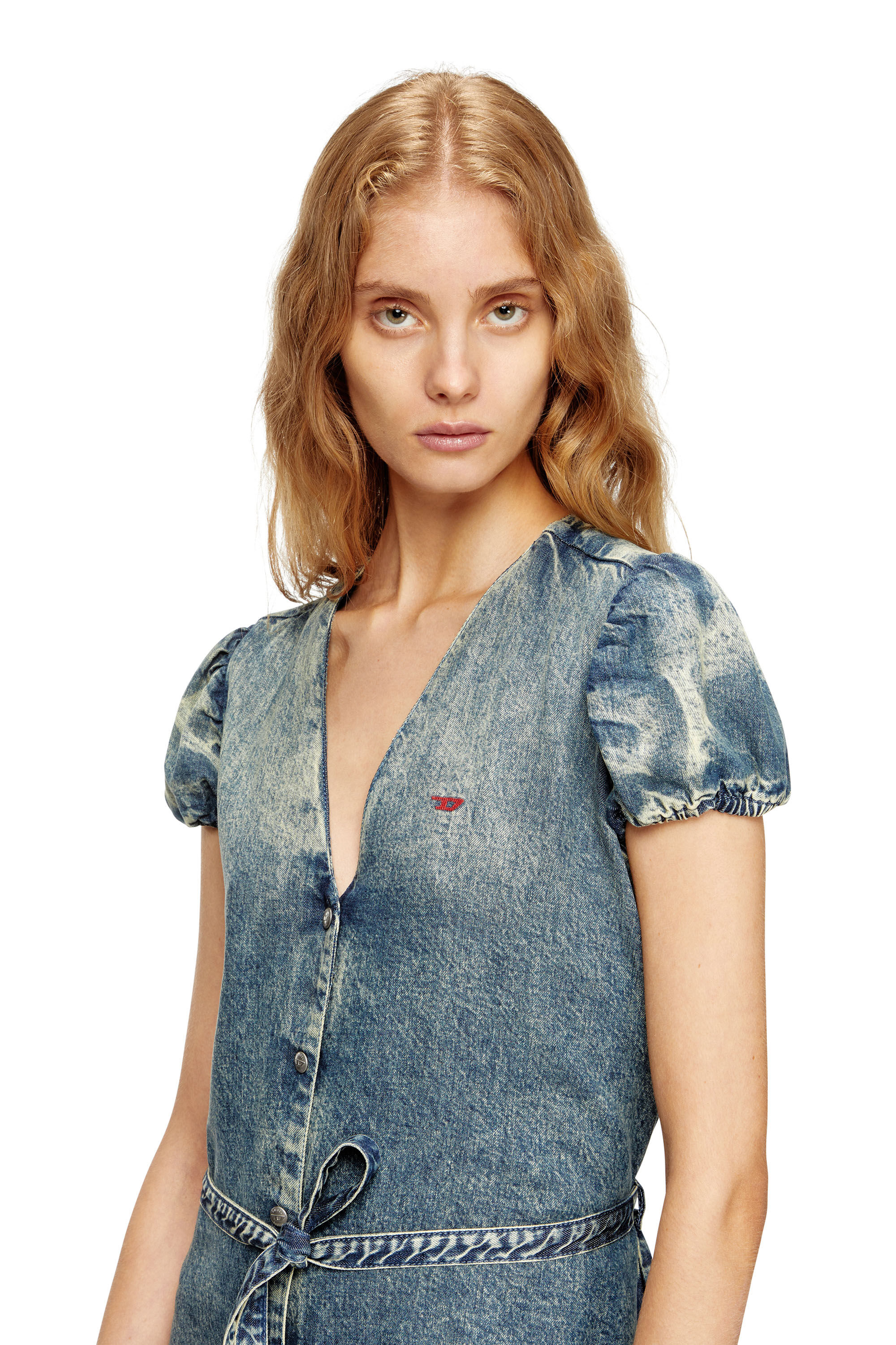 Diesel - DE-OLLISH-D, Damen Denimkleid mit Taillengürtel in Mittelblau - 5