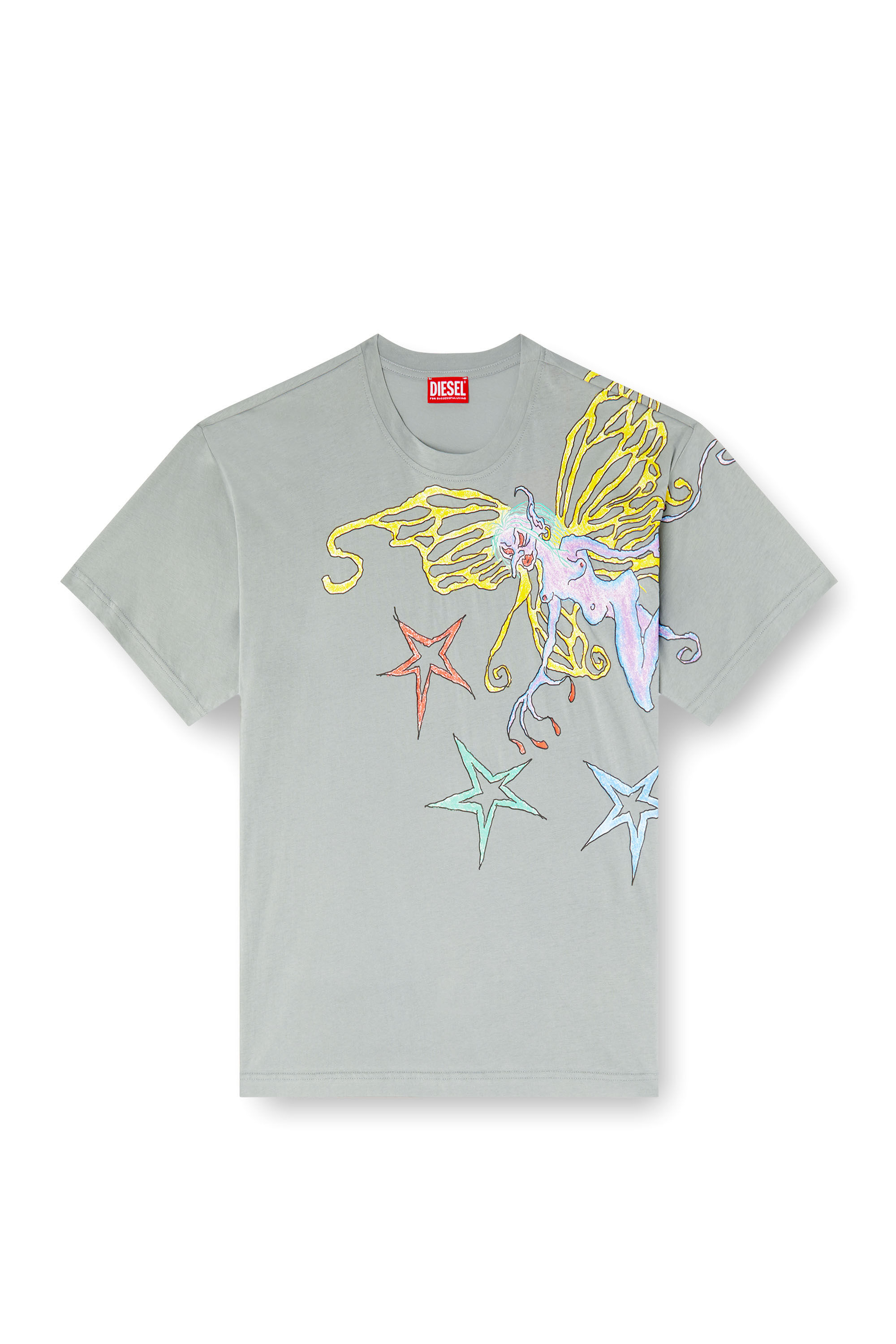 Diesel - T-BUXT-Q1, Damen T-Shirt mit Grafik-Print in Hellgrau - 2