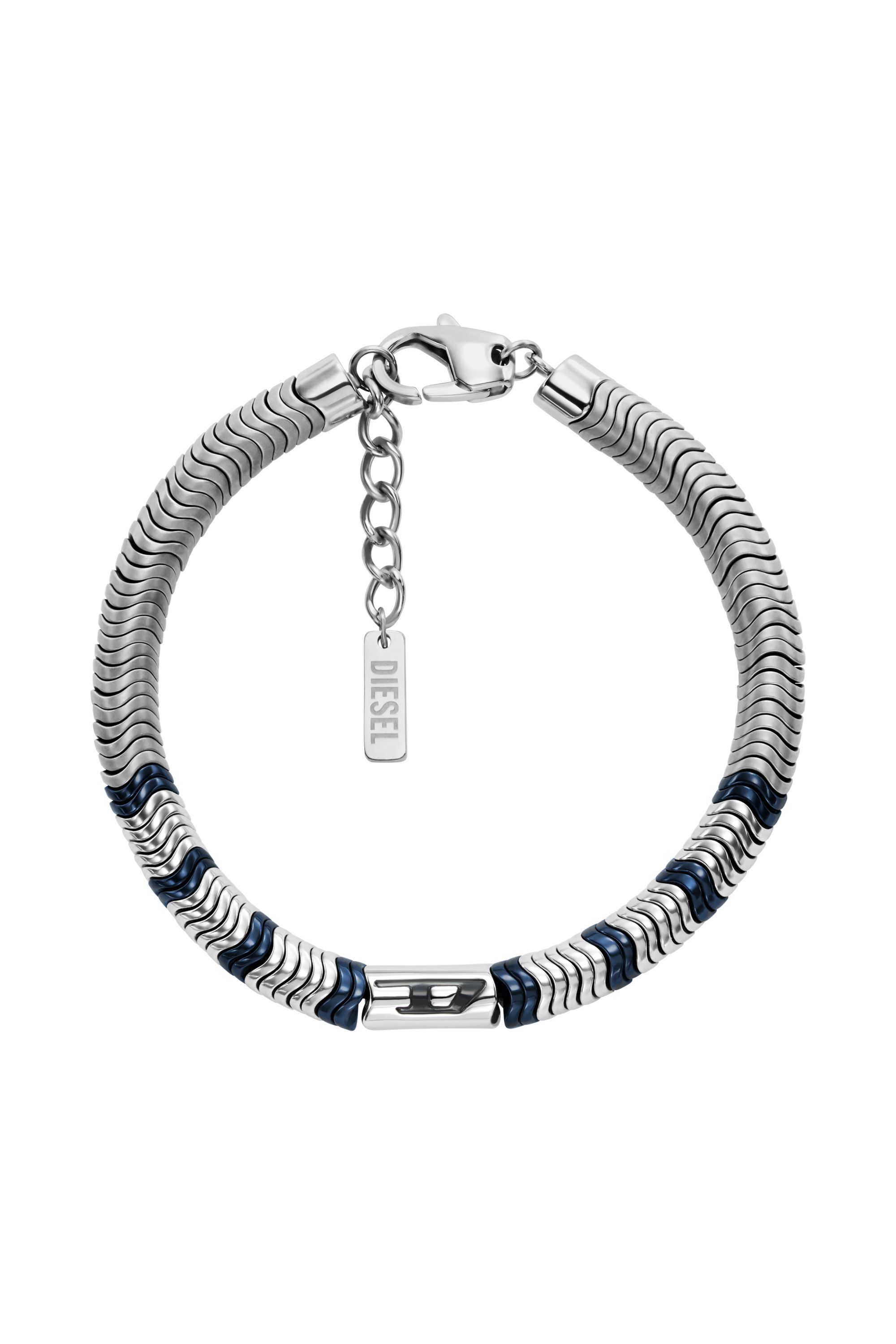 Diesel - DX1572931 JEWEL, Unisex Perlenarmband aus Hämatit in Silber/Blau - 1