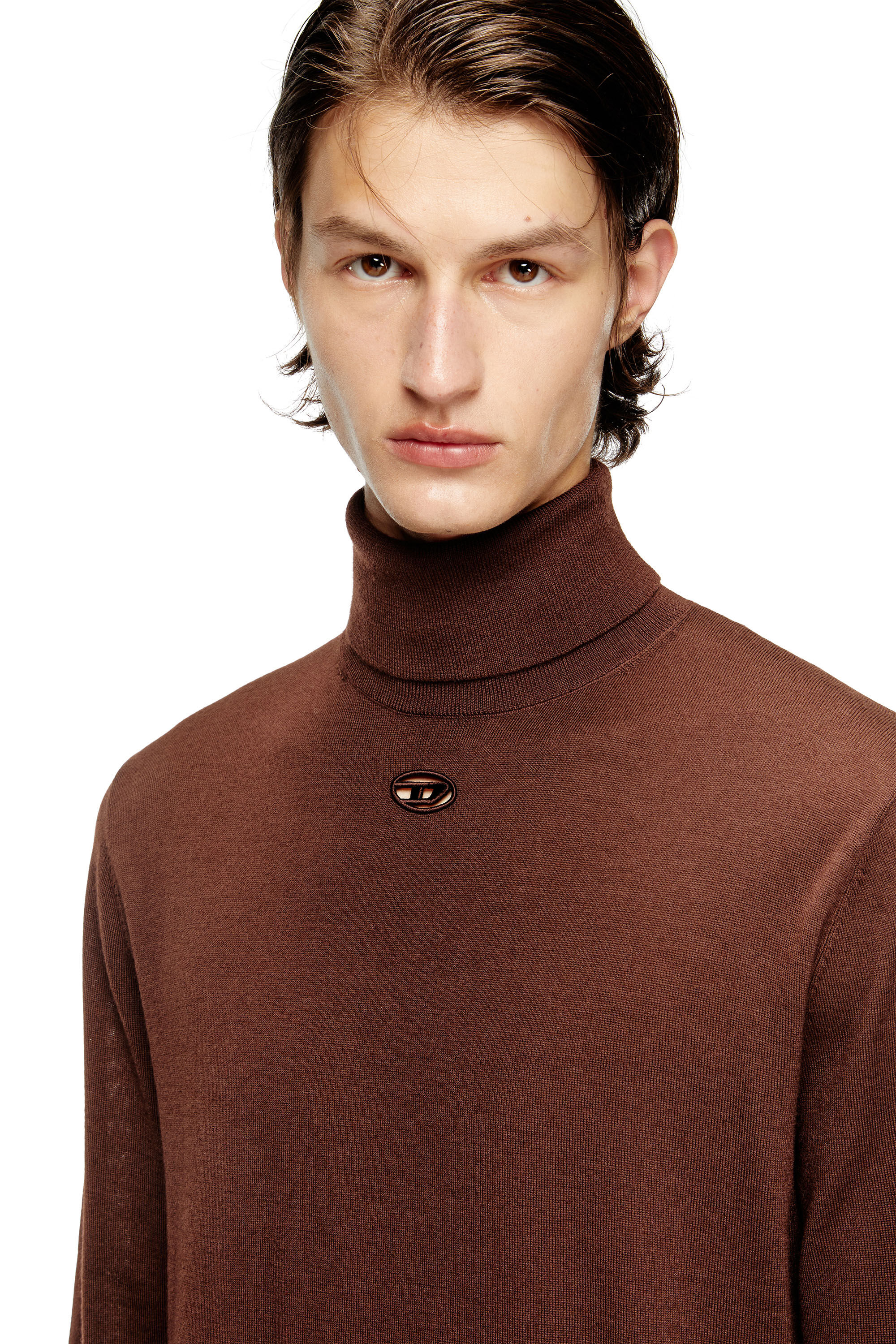 Diesel - K-VARTA, Herren Rollkragenpullover aus Wolle mit Cutout-Logo in Braun - 5