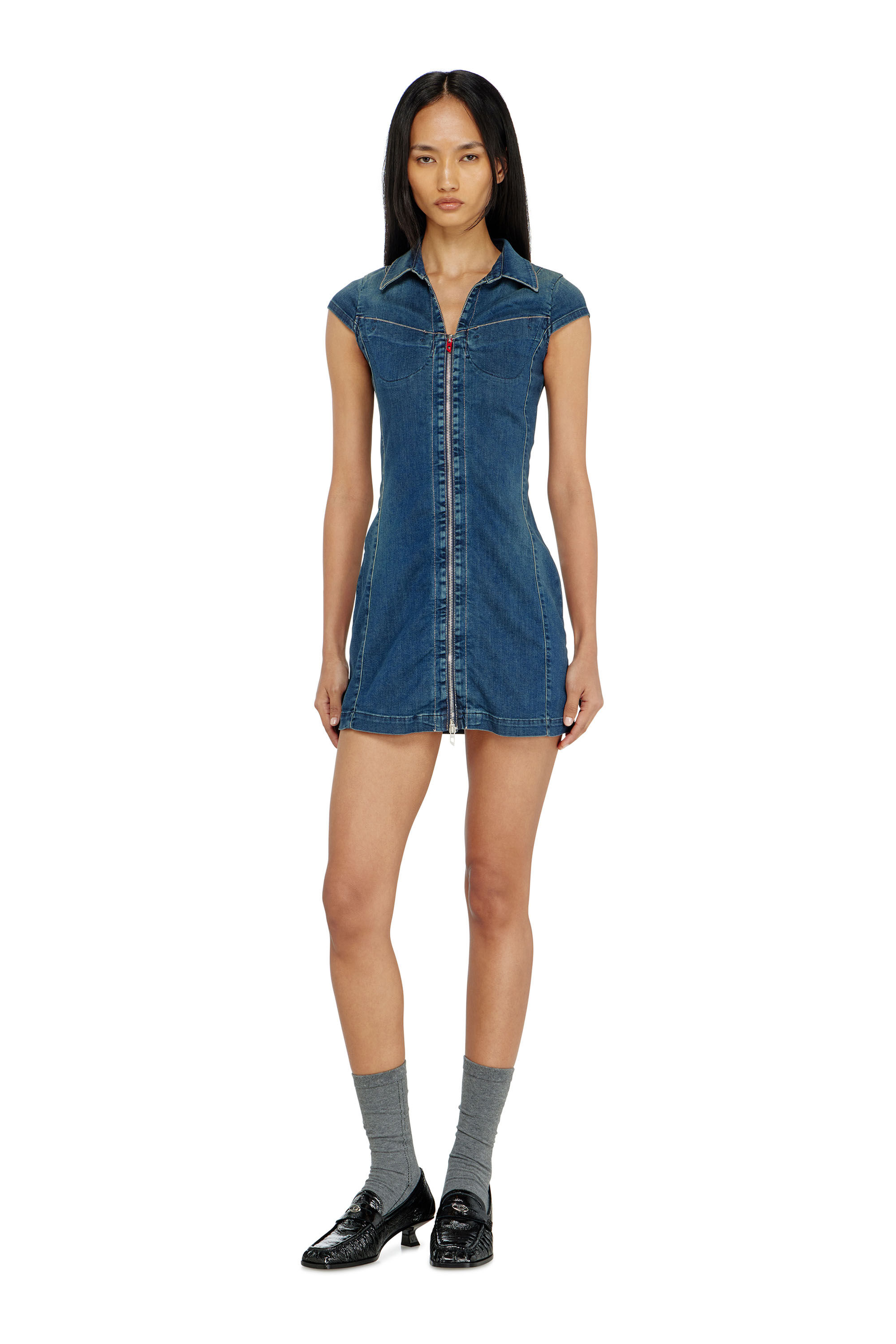 Diesel - DE-LORVYN-S, Damen Jeanshemdkleid mit durchgehendem zip in null - 2
