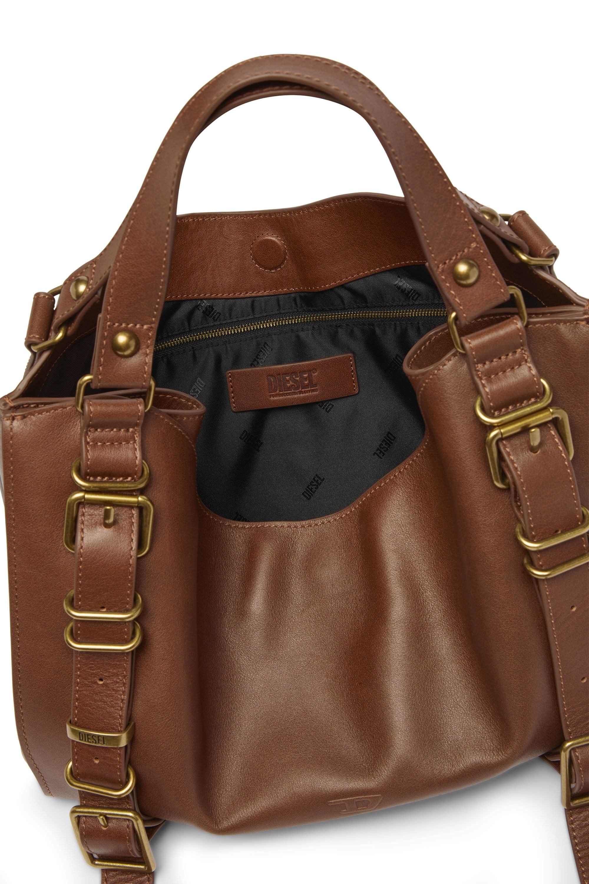 Diesel - D-ONE TOPHANDLE M, Unisex D-One-Medium Henkeltasche aus behandeltem Leder in Braun - 3