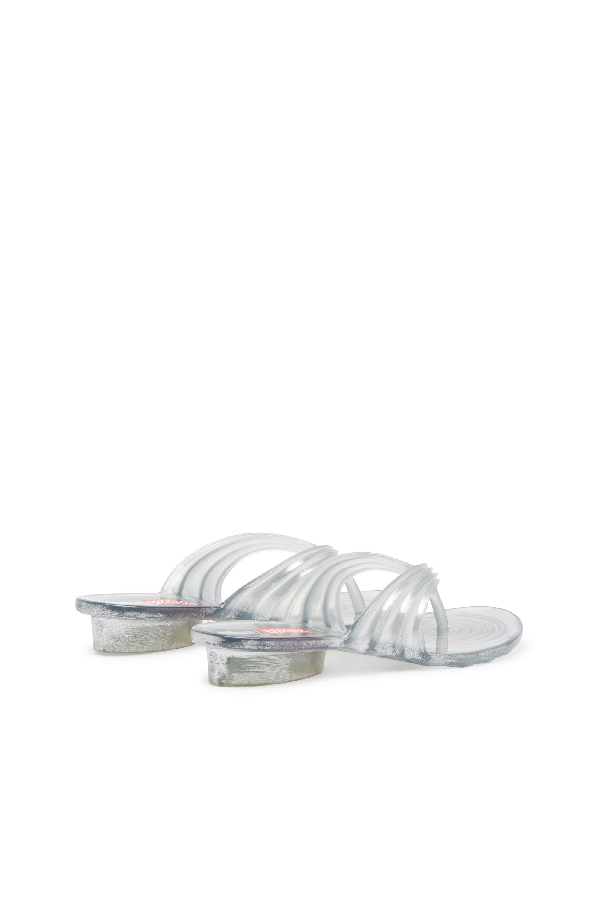 Diesel - MELISSA QUANTUM THONG, Damen K&uuml;nstlerisch gestaltete Flip-Flops aus Melflex&reg; in Silber - 3