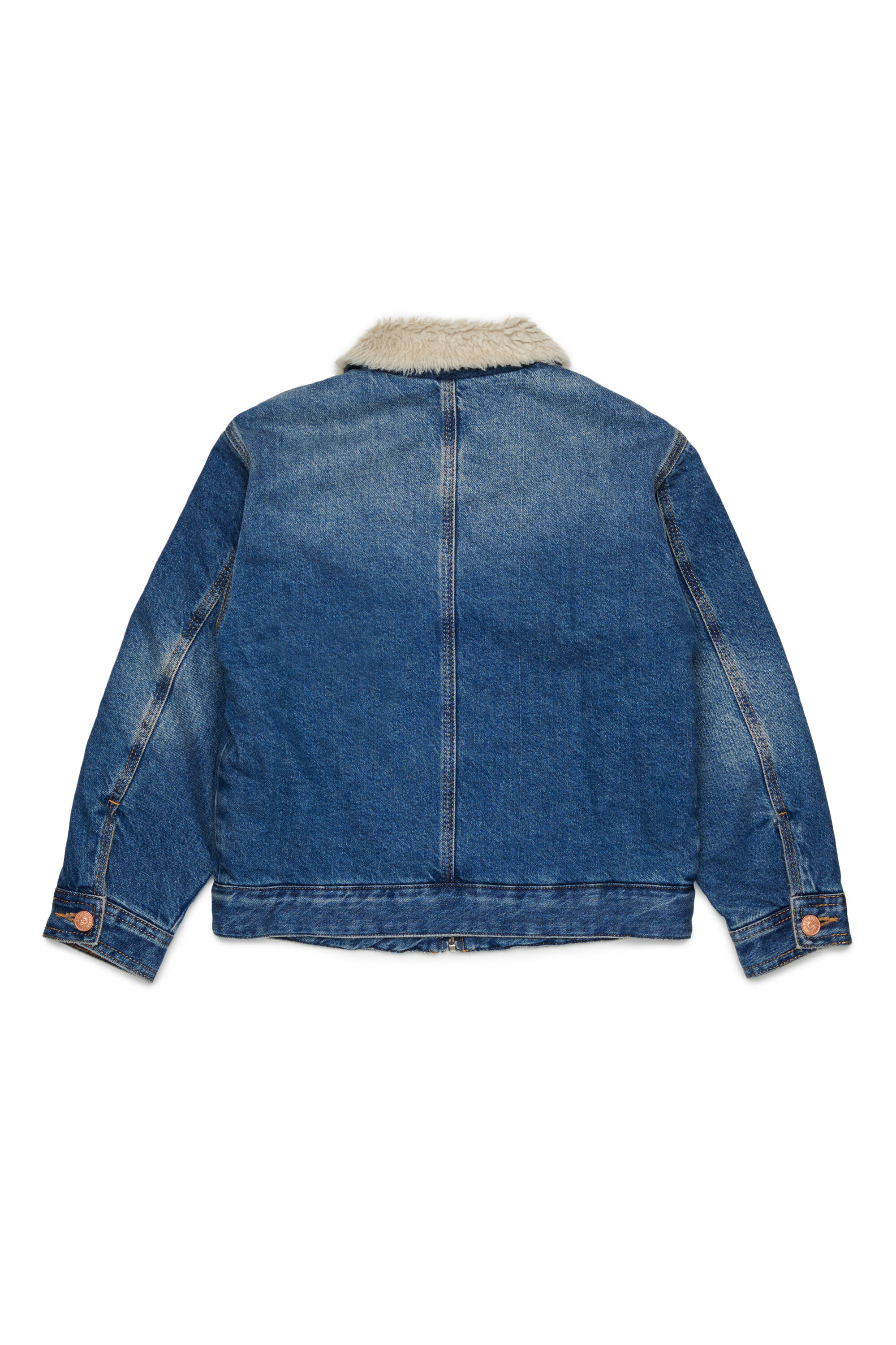Diesel - JOMOX-FUR, Herren Denimjacke mit Teddyfleece-Kragen in Mittelblau - 2