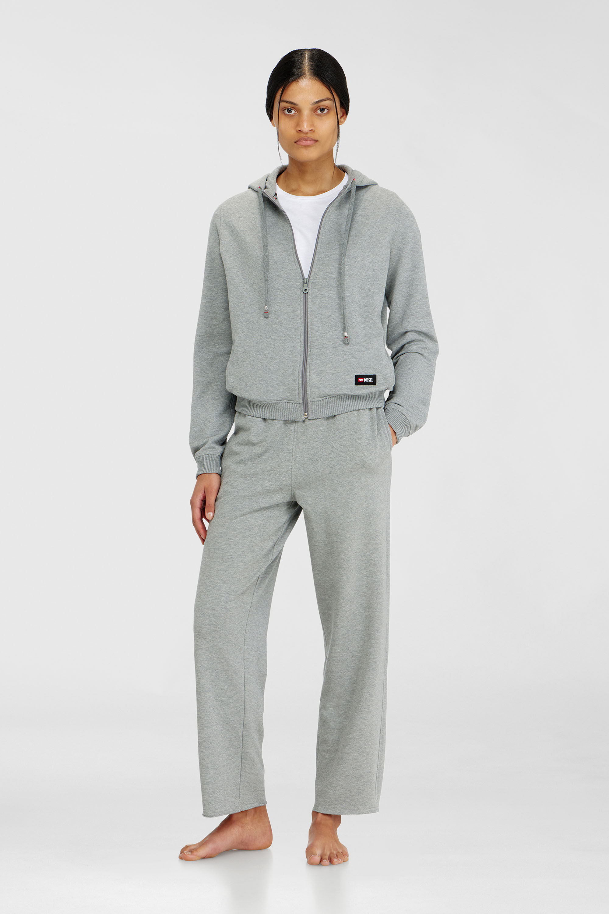 Diesel - HARRIET-D-CORE, Damen Kapuzenpullover aus aufgerauter Baumwollmischung in Grau - 1