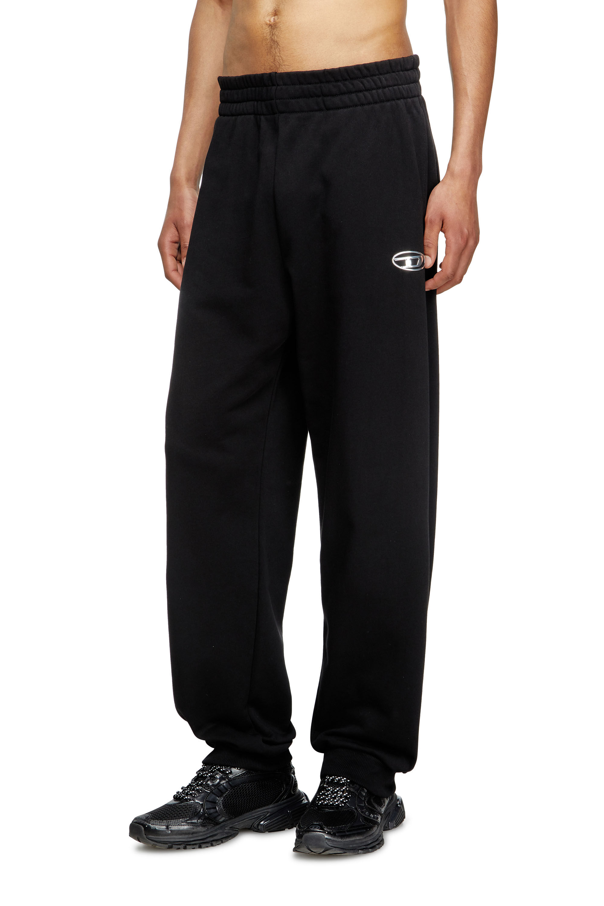 Diesel - P-MARKY-OD, Herren Sweathose mit Oval D-Logo mit Metall-Effekt in Schwarz - 3