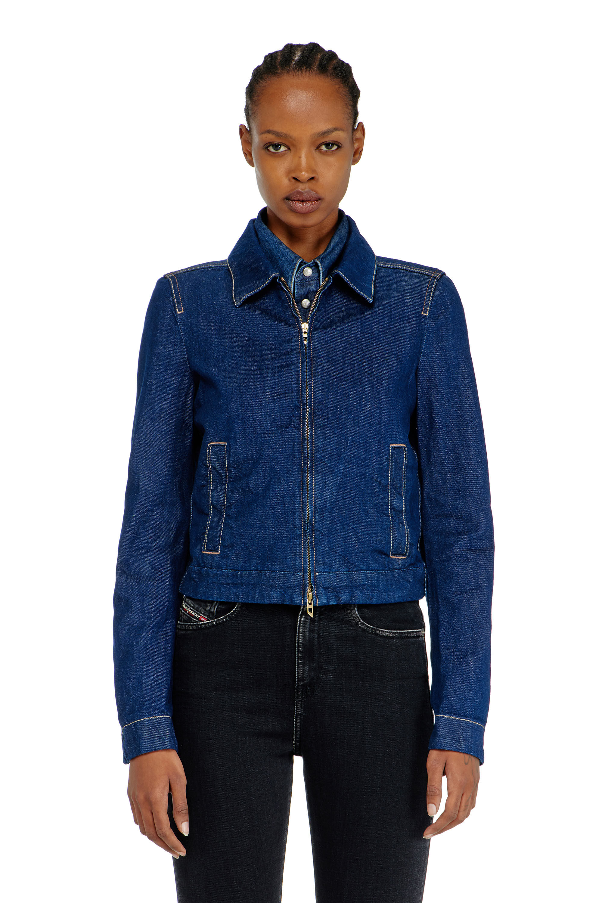 Diesel - DE-CORB, Damen Coach-Jacke aus rinse denim in Dunkelblau - 2