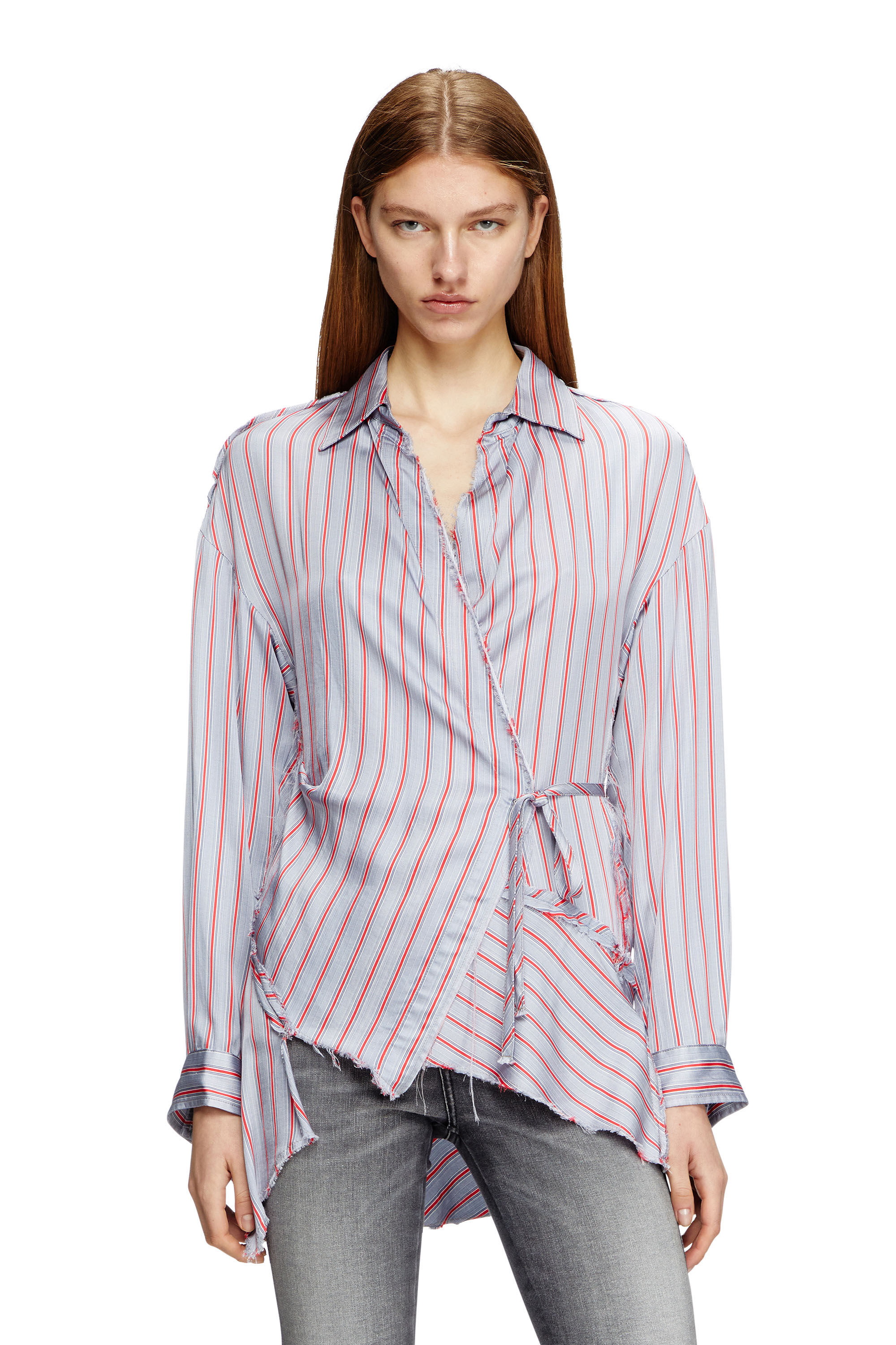 Diesel - C-RAZY, Damen Asymmetrisches Wickelhemd in Violett/Rosa - 3