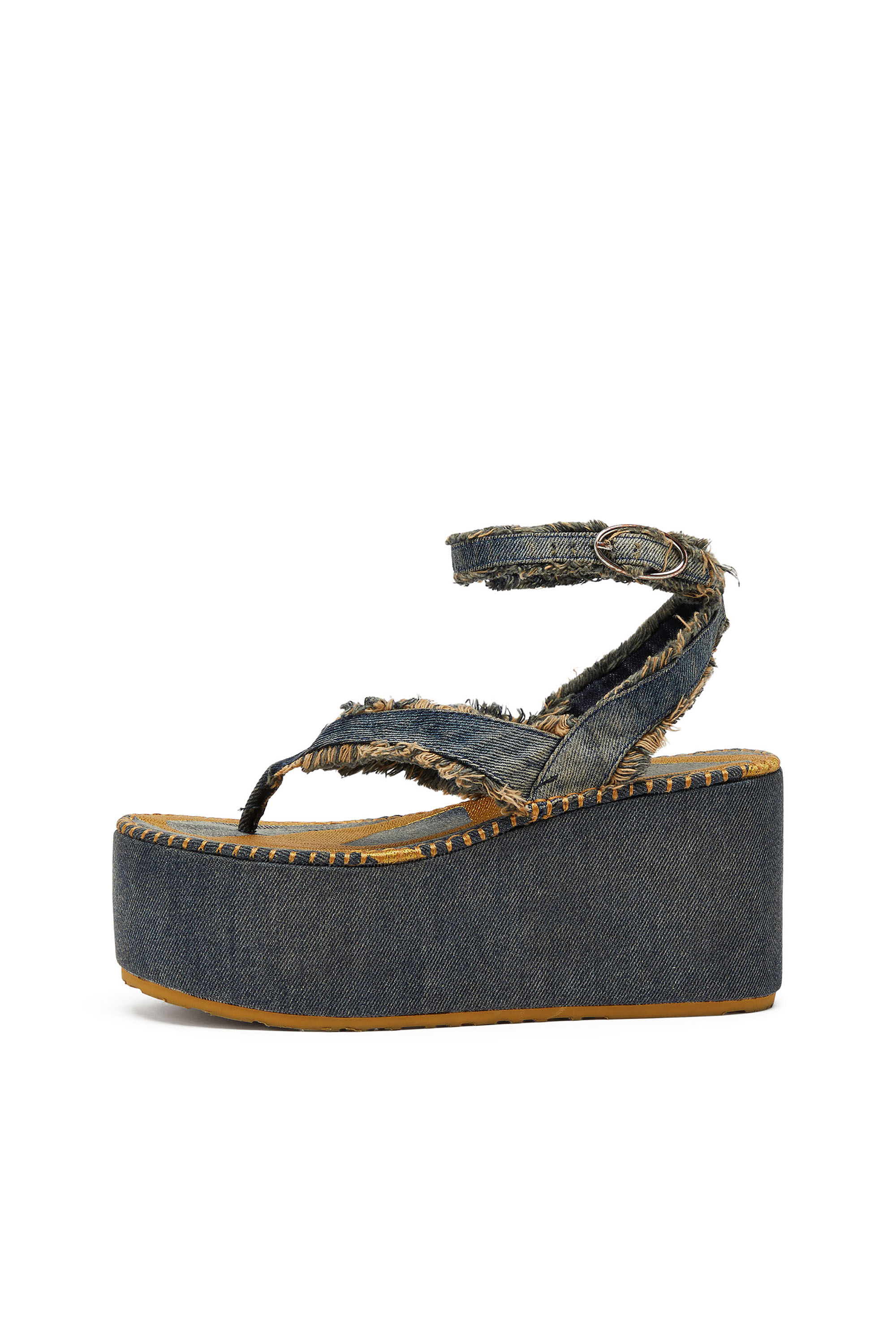 Diesel - SA-NIKOLA SANDAL, Damen Sa-Nikola &ndash; Sandale aus Denim mit ausgefransten Details in Blau/Grau - 8