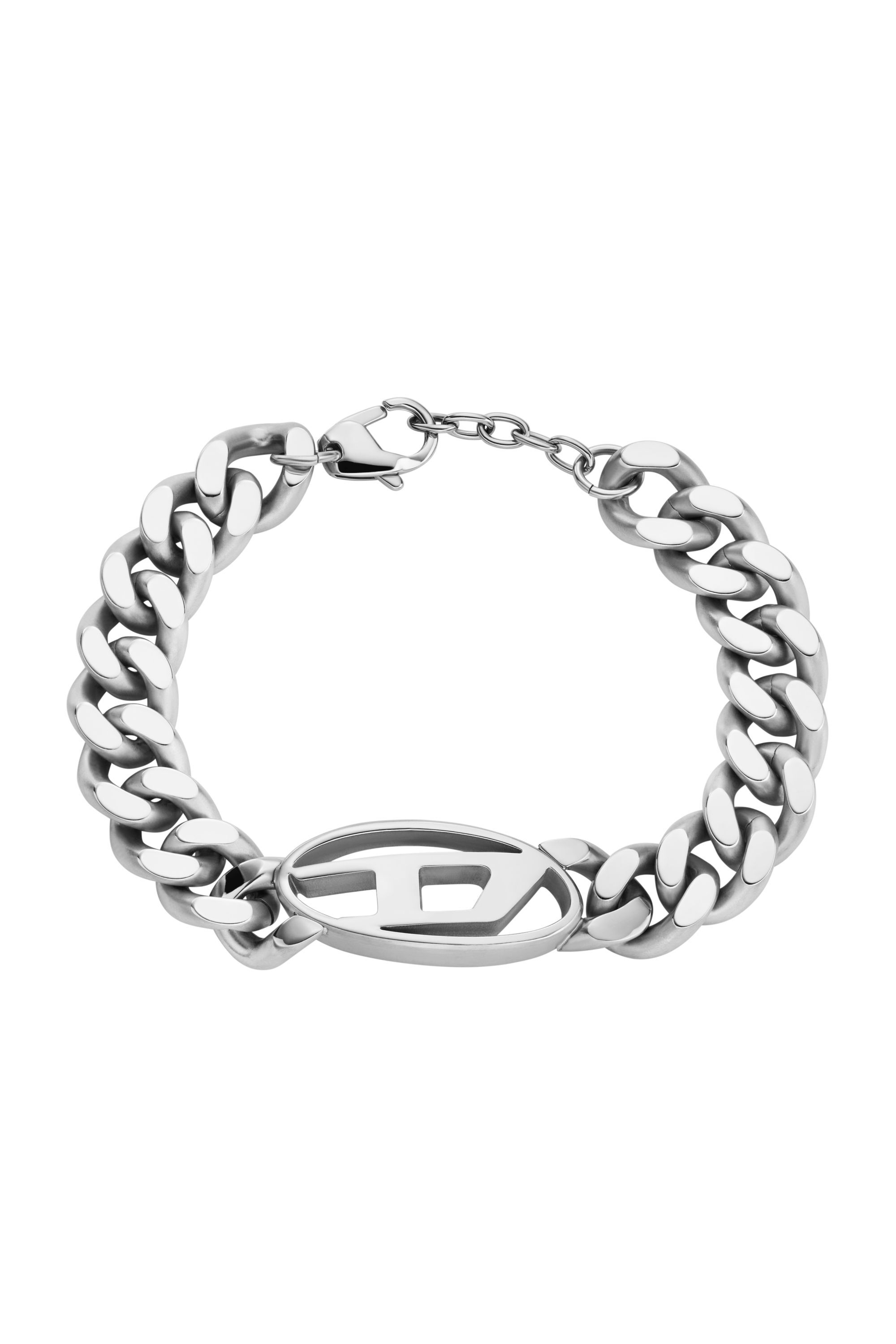 Diesel - DX1432, Herren Kettenarmband aus Edelstahl mit ovalem D-Logo in Silber - 1