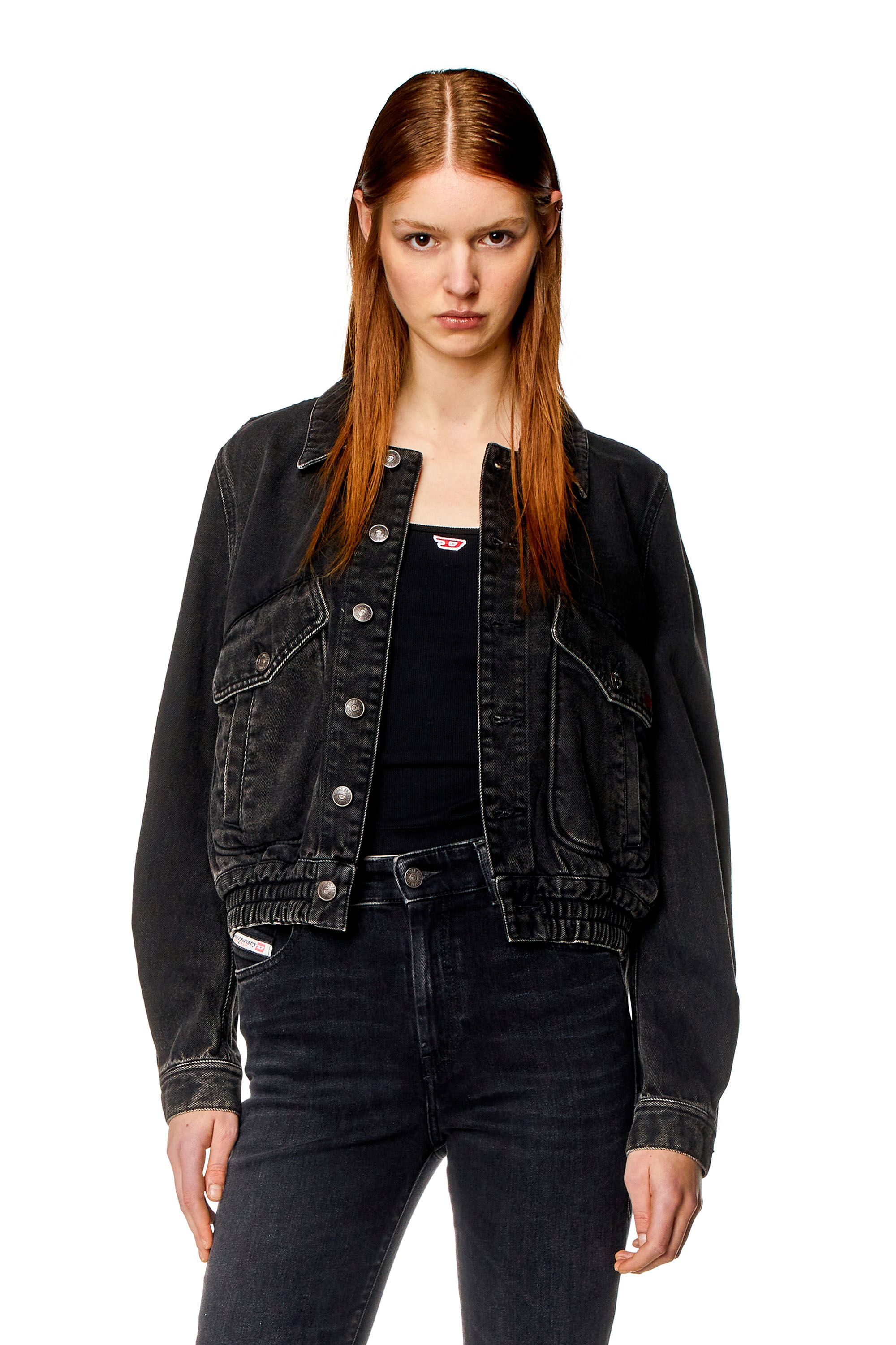 Diesel - DE-TRACY BOMBER JACKET, Schwarz/Dunkelgrau - Image 3