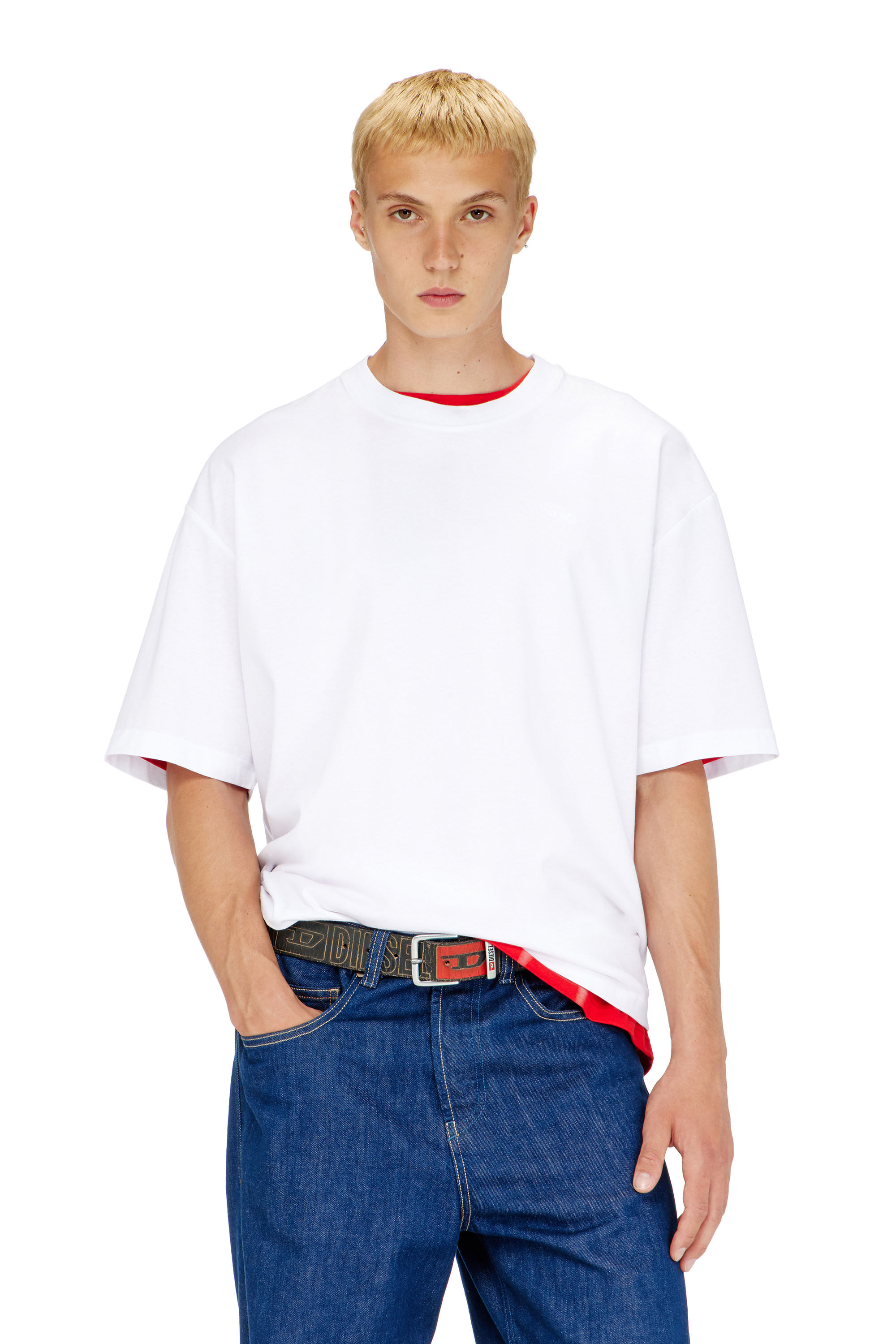 Diesel - T-BOGGY-MEGOVAL-D, Herren T-Shirt mit gro&szlig;er Oval D-Stickerei in Wei&szlig; - 3