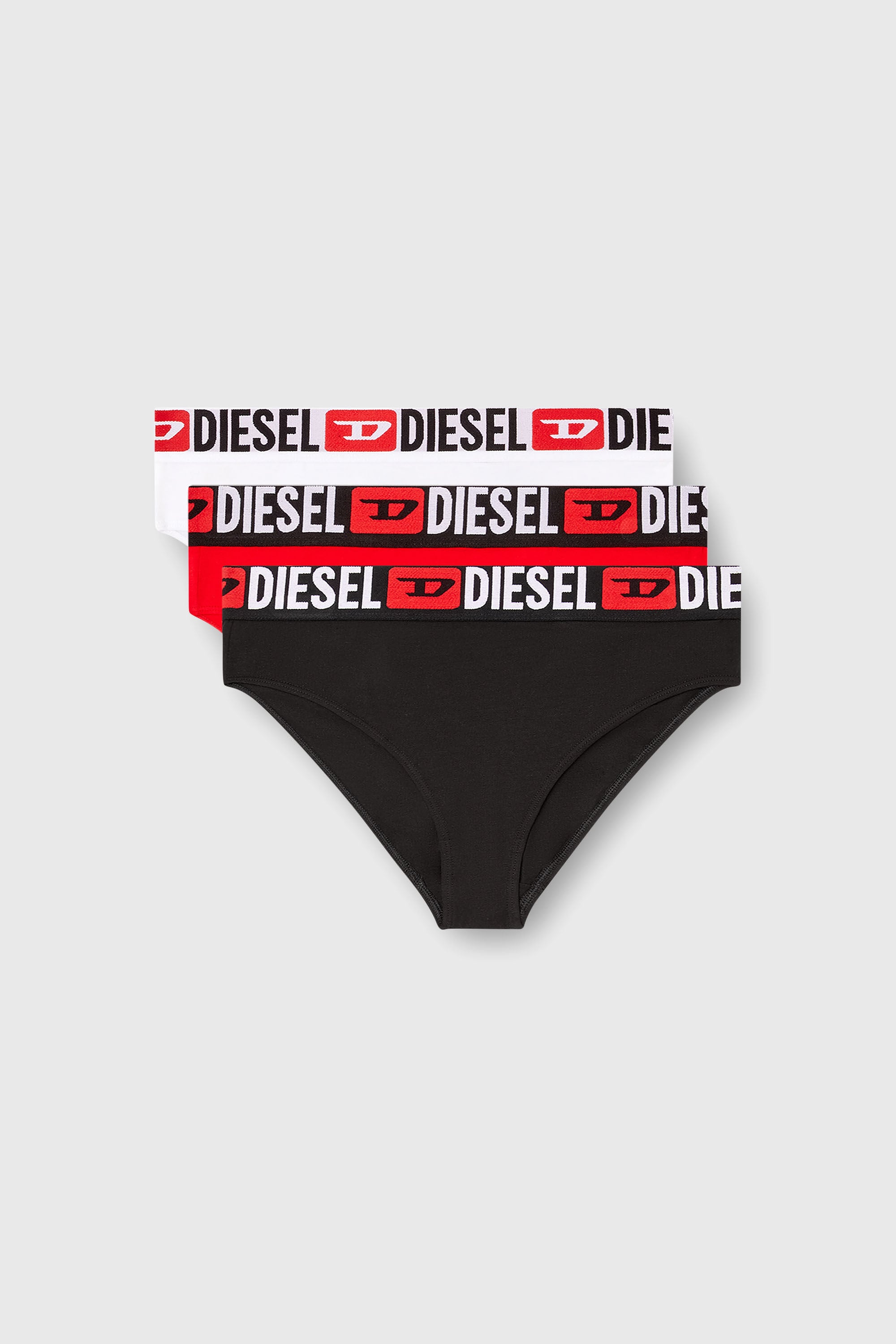 Diesel - SAM-D-CORE-3PACK, Damen Slips mit Maxilogo-Bund im Dreierpack in Rot/Schwarz - 2