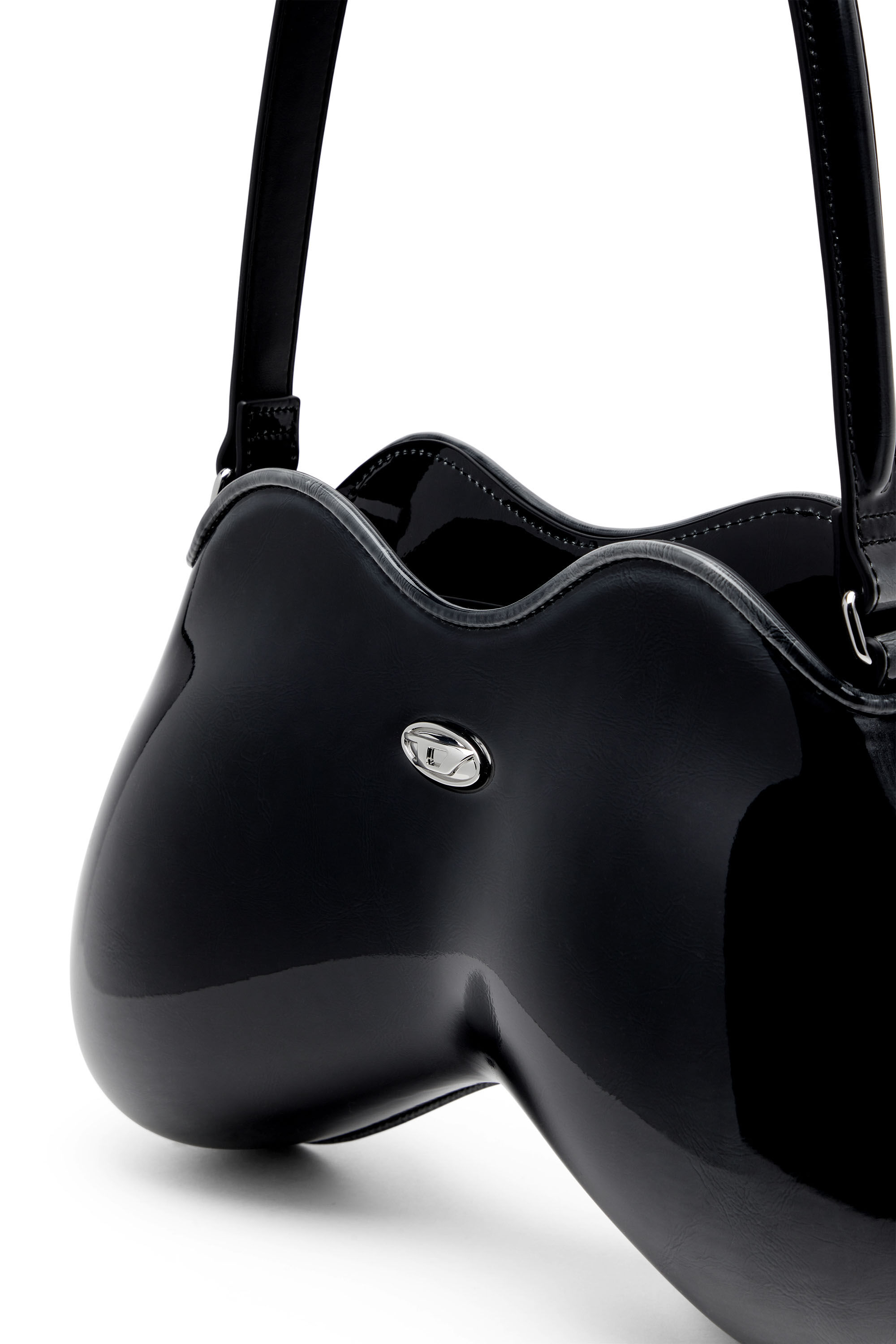 Diesel - DOUBLE-D SHOULDER, Damen Feste Schultertasche mit aus glänzendem Dégradé-PU in Schwarz - 2