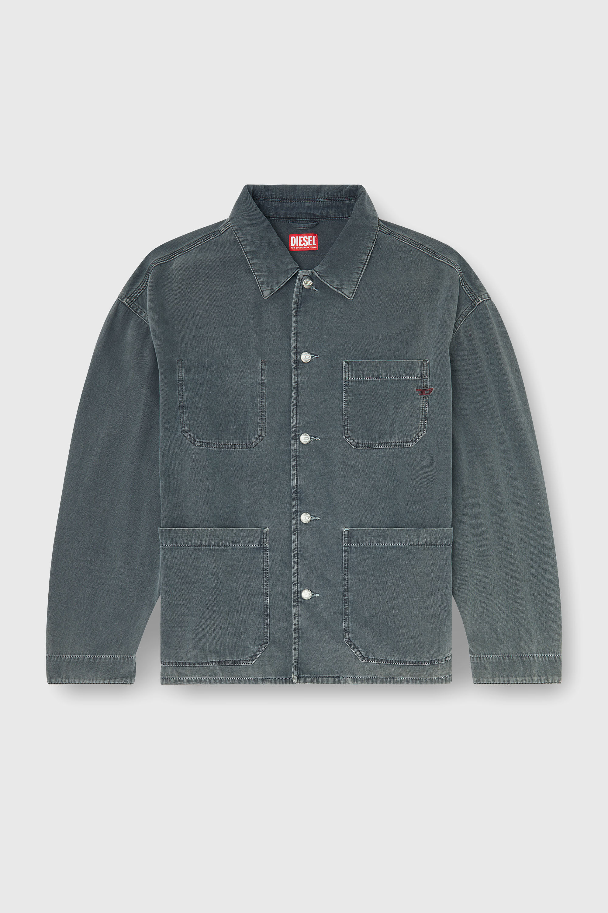 Diesel - D-STACK-U, Unisex Utility-Jacke aus farbigem denim in Grau - 2