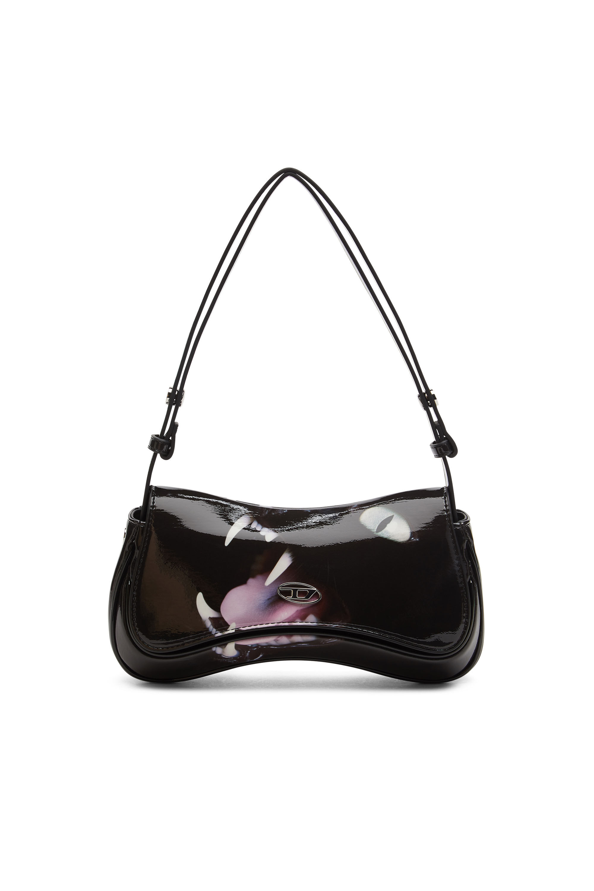 Women s Play Glossy clutch with print Black Diesel