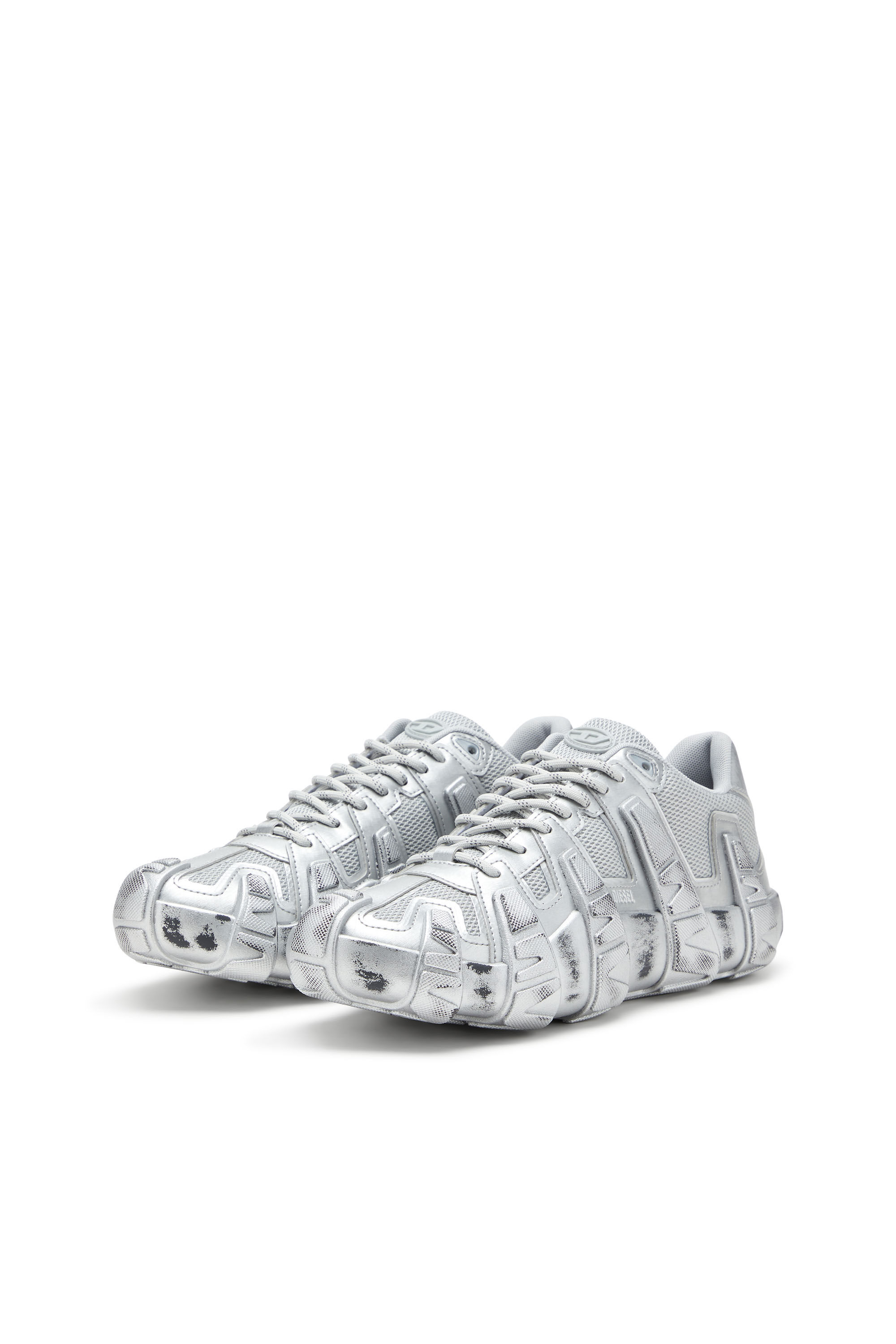 Diesel - S-D-GRIFFE LOW, Herren Metallic-Sneakers aus Mesh und PU in Silber - 8
