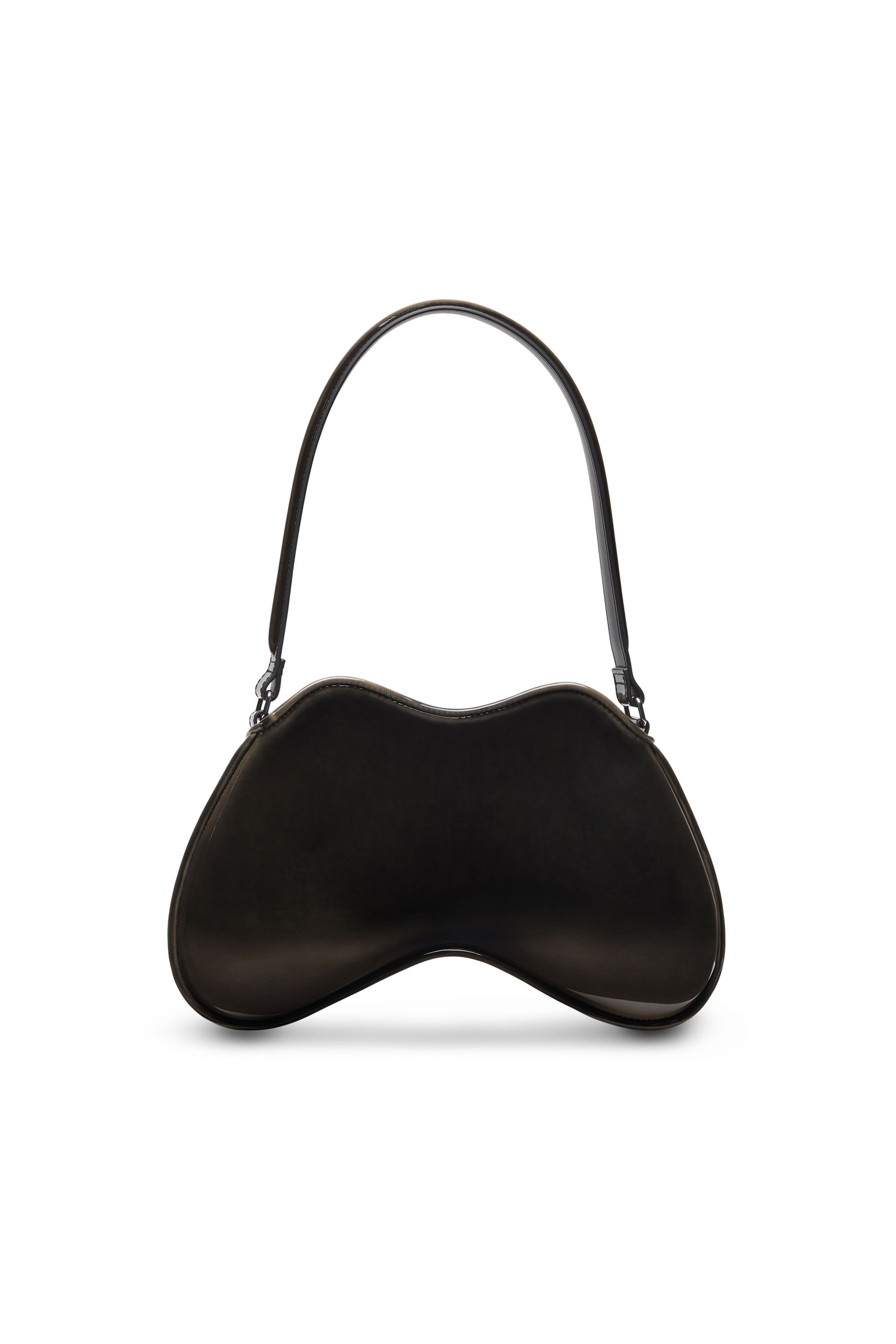 Diesel - DOUBLE-D SHOULDER, Damen Feste Schultertasche mit aus glänzendem Dégradé-PU in Schwarz/Bronze - 3