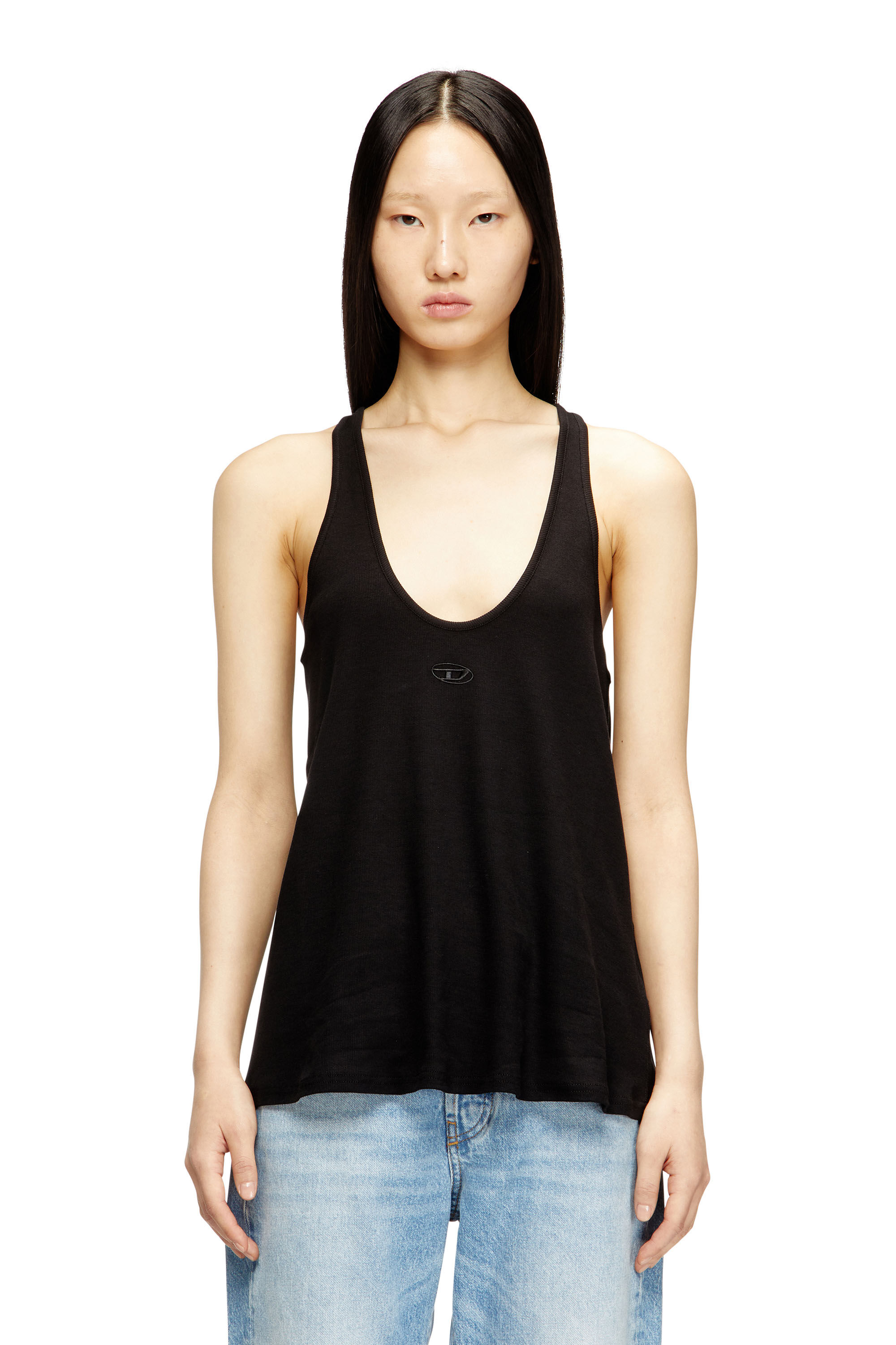 Diesel - T-IPSYA-LKDS, Damen Geripptes Tanktop mit Oval D in Schwarz - 3
