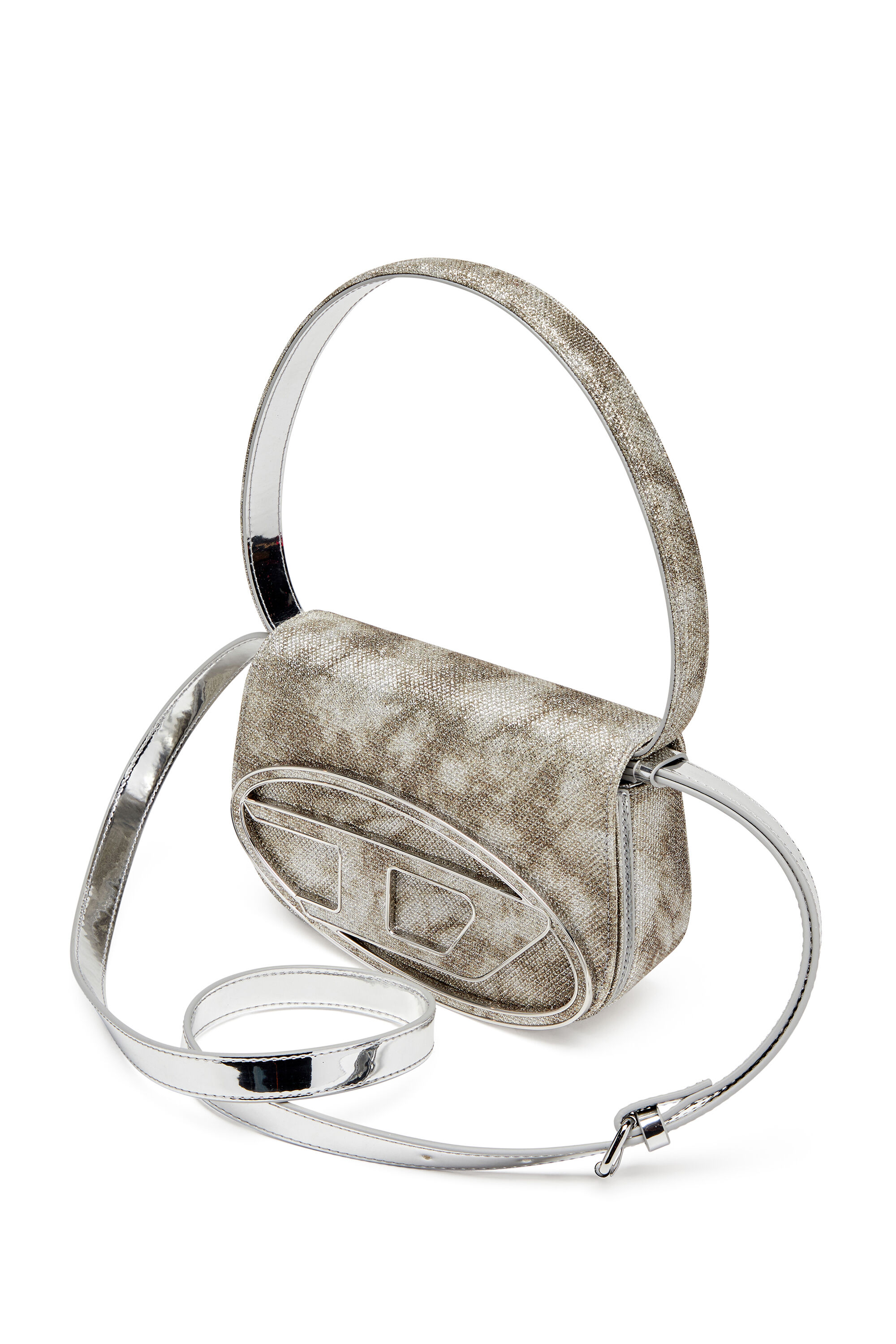 Diesel - 1DR, Damen 1DR-Ikonische Schultertasche aus schimmerndem Stoff in Armeegrün - 2