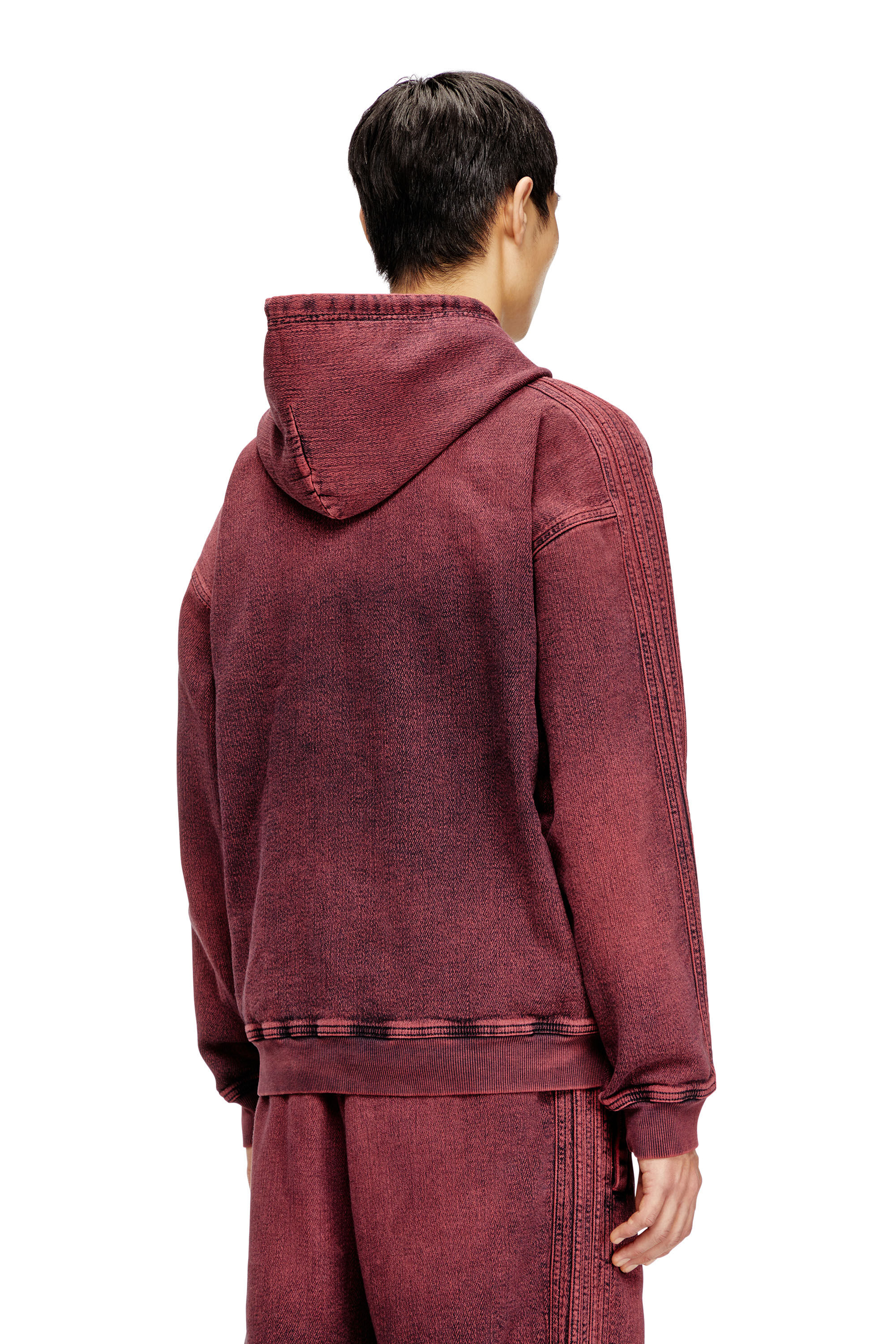Men's Hoodie in indigo track denim with logo | Red | Diesel Men's Hoodie in indigo track denim with logo | Red | Diesel