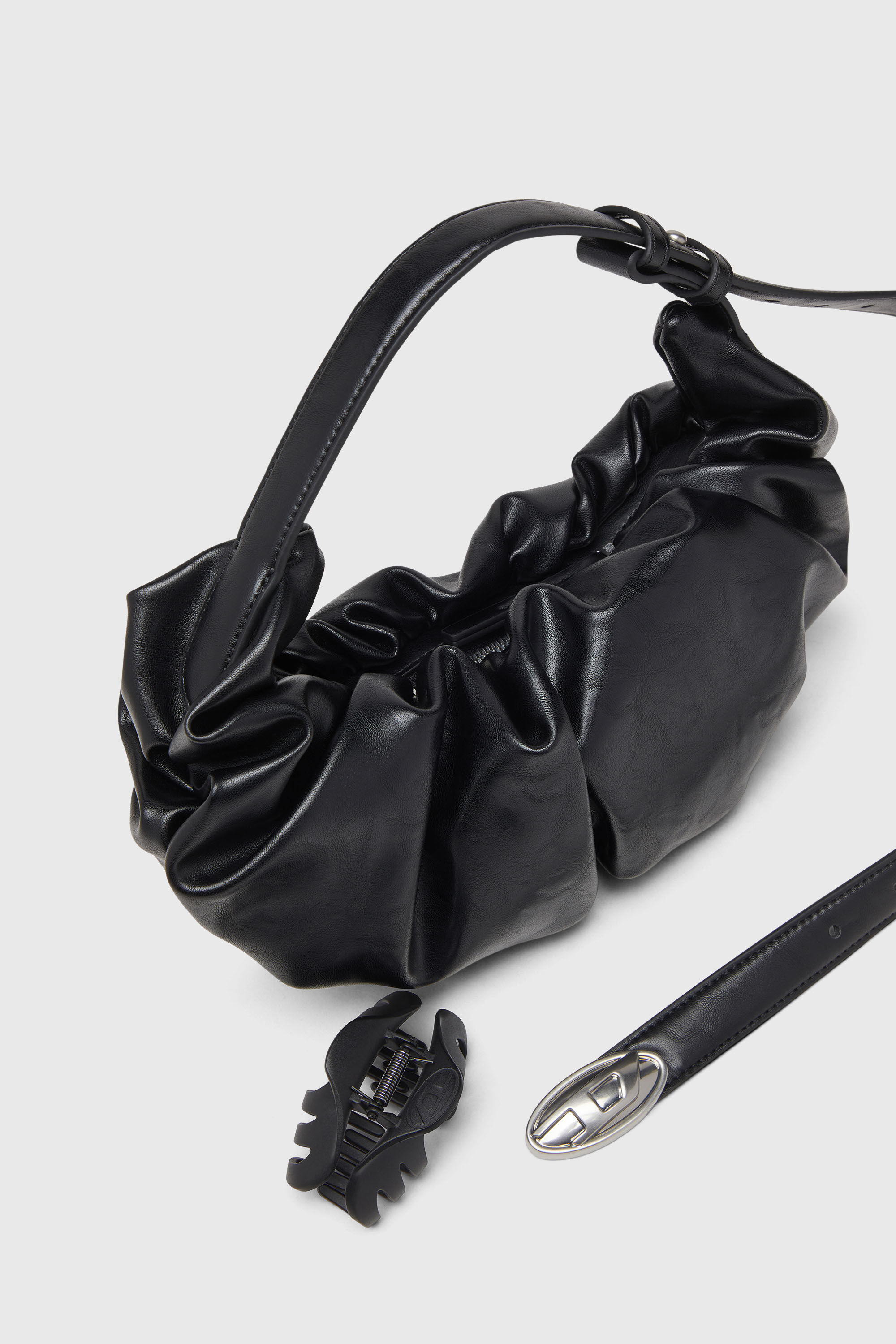 Diesel - GRAB-D HOBO S, Damen Grab-D-Small Hobo-Tasche mit gerafftem Design in Schwarz - 6