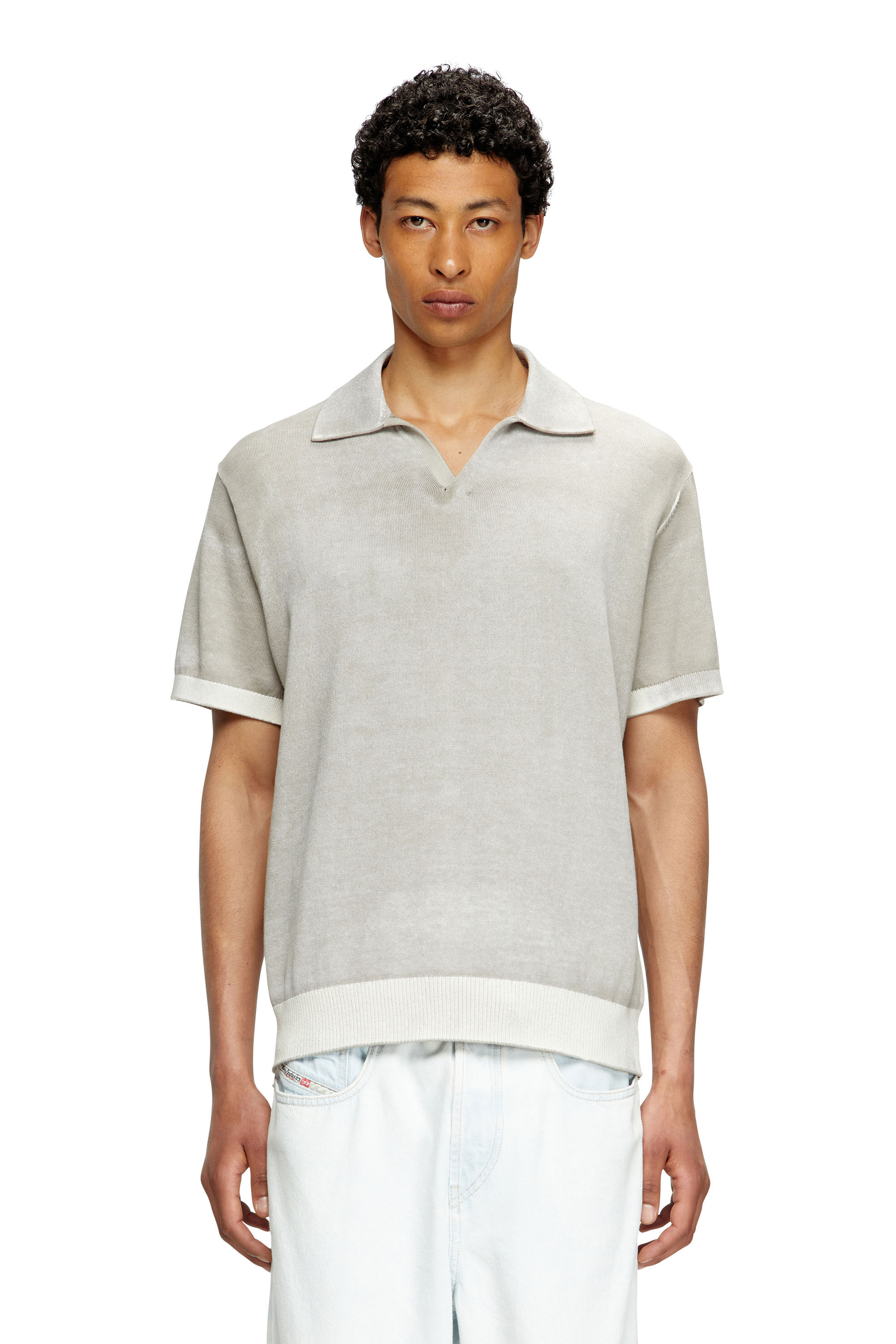Diesel - K-LORENZO-SS, Herren Kurzarm-Polo-Pullover mit Reverse-Print in Grau - 3