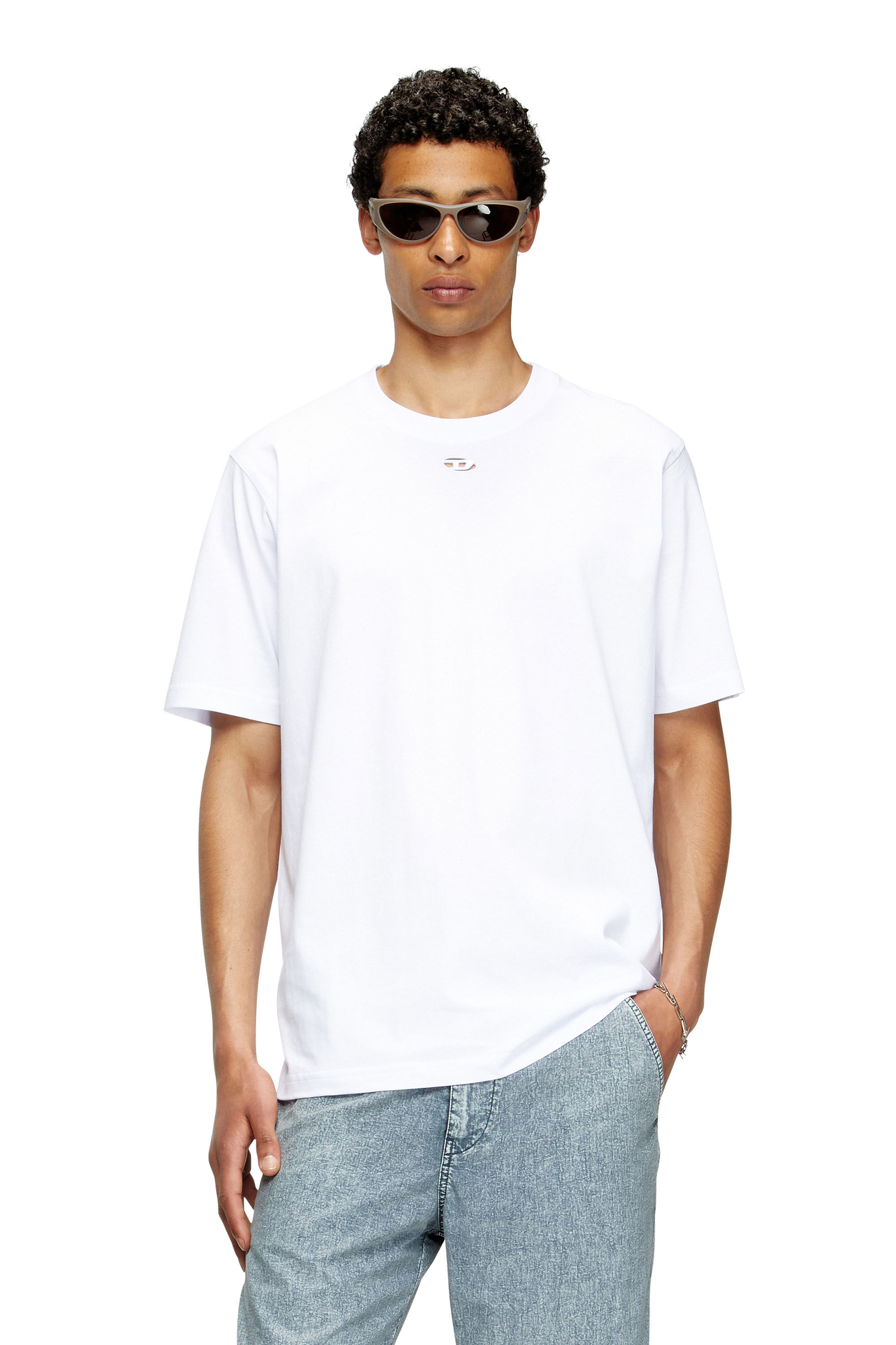 Diesel - T-ADJUST-MAREY, Herren T-Shirt mit Cutout-Oval D in Weiß - 3