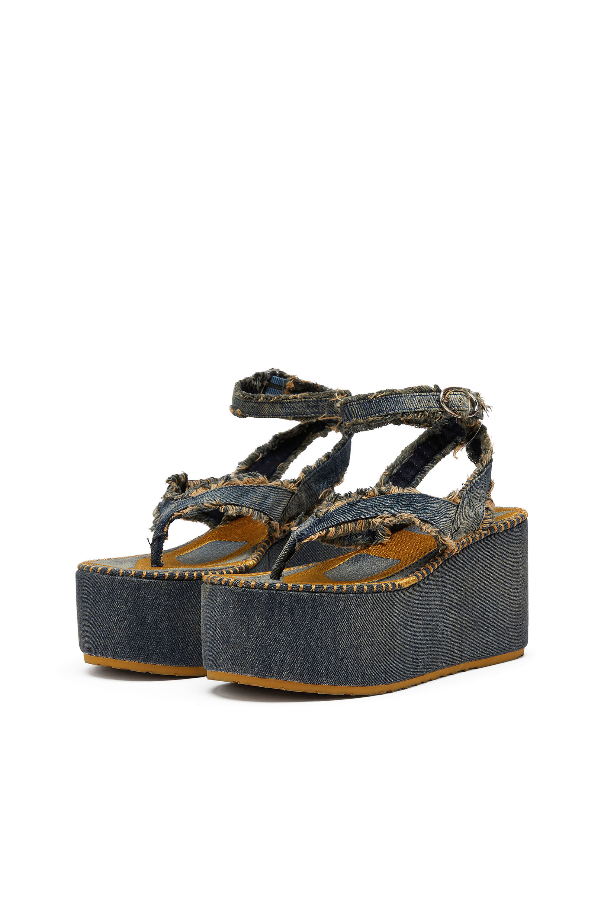 Diesel - SA-NIKOLA SANDAL, Damen Sa-Nikola &ndash; Sandale aus Denim mit ausgefransten Details in Blau/Grau - 7