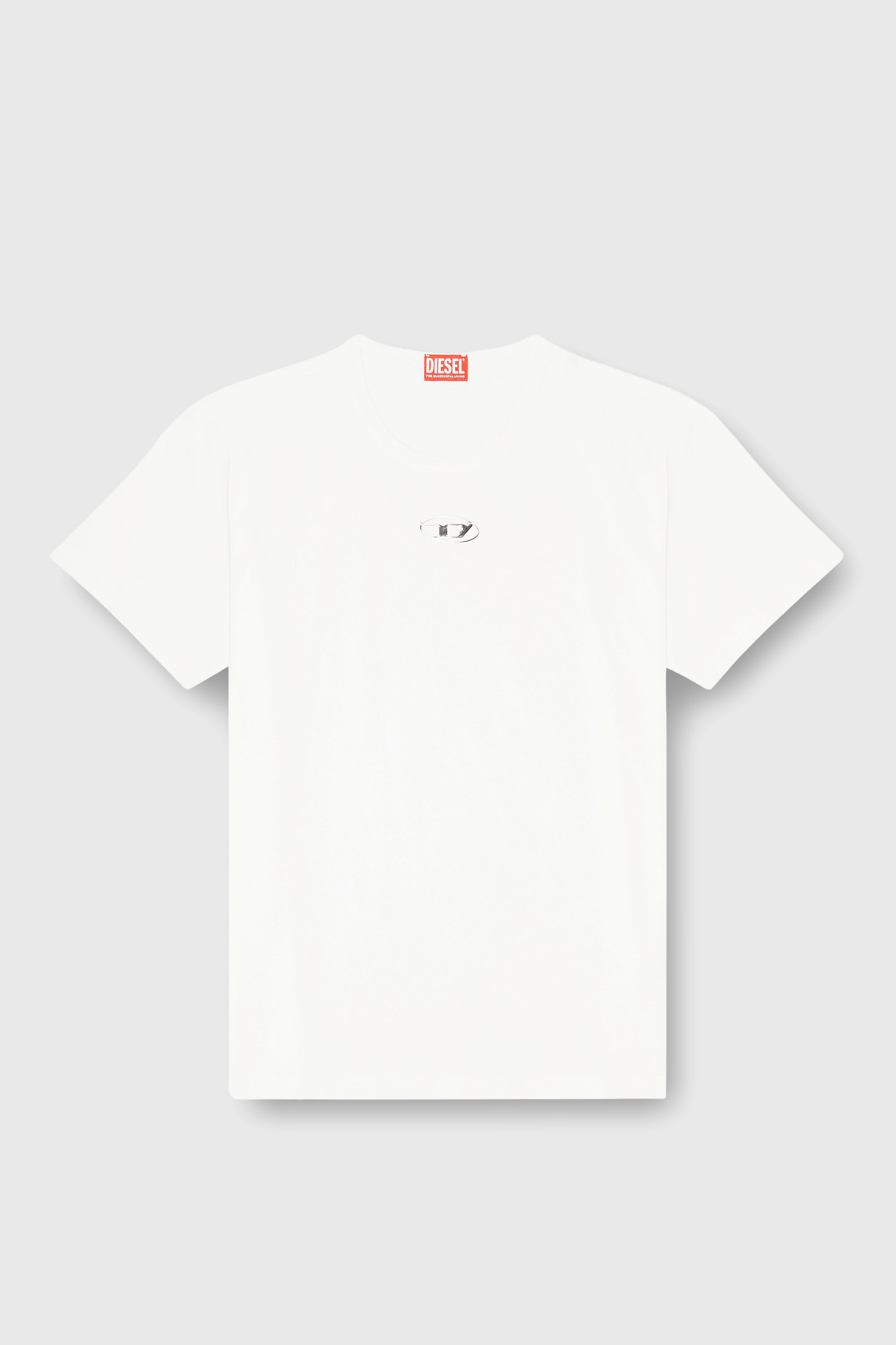 Diesel - T-NORM-IOD, Herren Leichtes Baumwoll-T-Shirt mit metallischem ovalem D-Logo in Wei&szlig; - 2