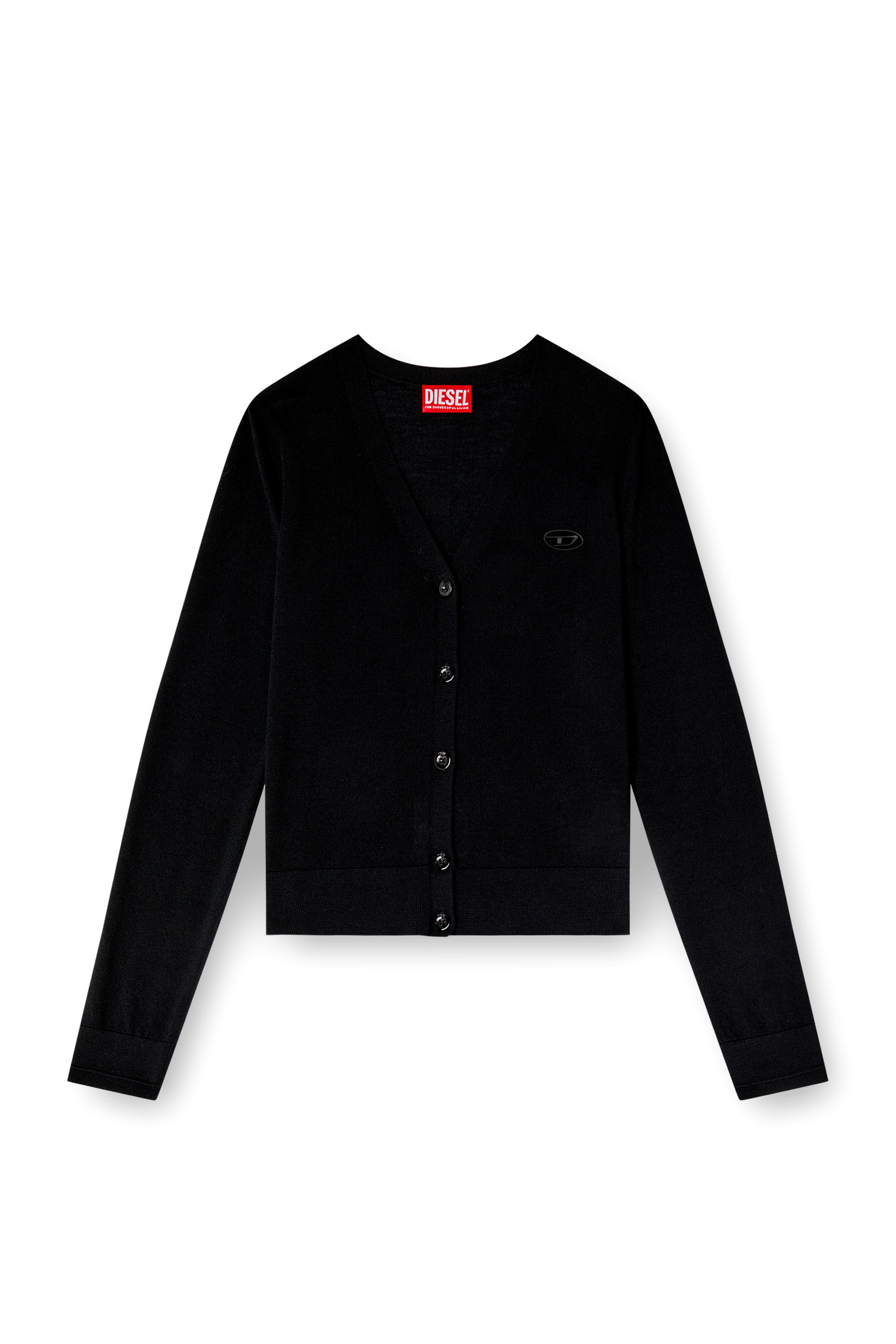 Diesel - M-ALIMA, Damen Cardigan aus Wolle mit Cut-out-Logo in Schwarz - 2