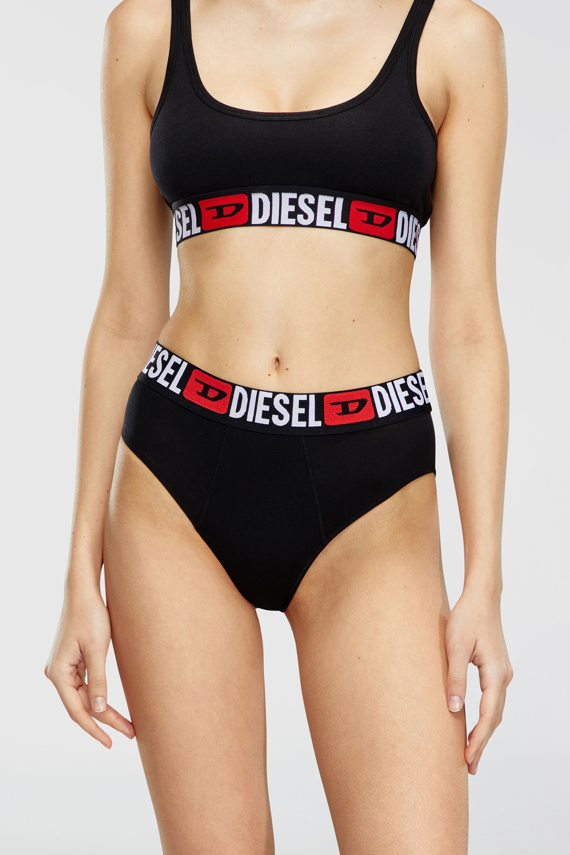 Diesel - UFPN-BLANCA-R-THREEPACK, Damen Gerippte Briefs mit hohem Bund im Dreierpack in Schwarz - 3