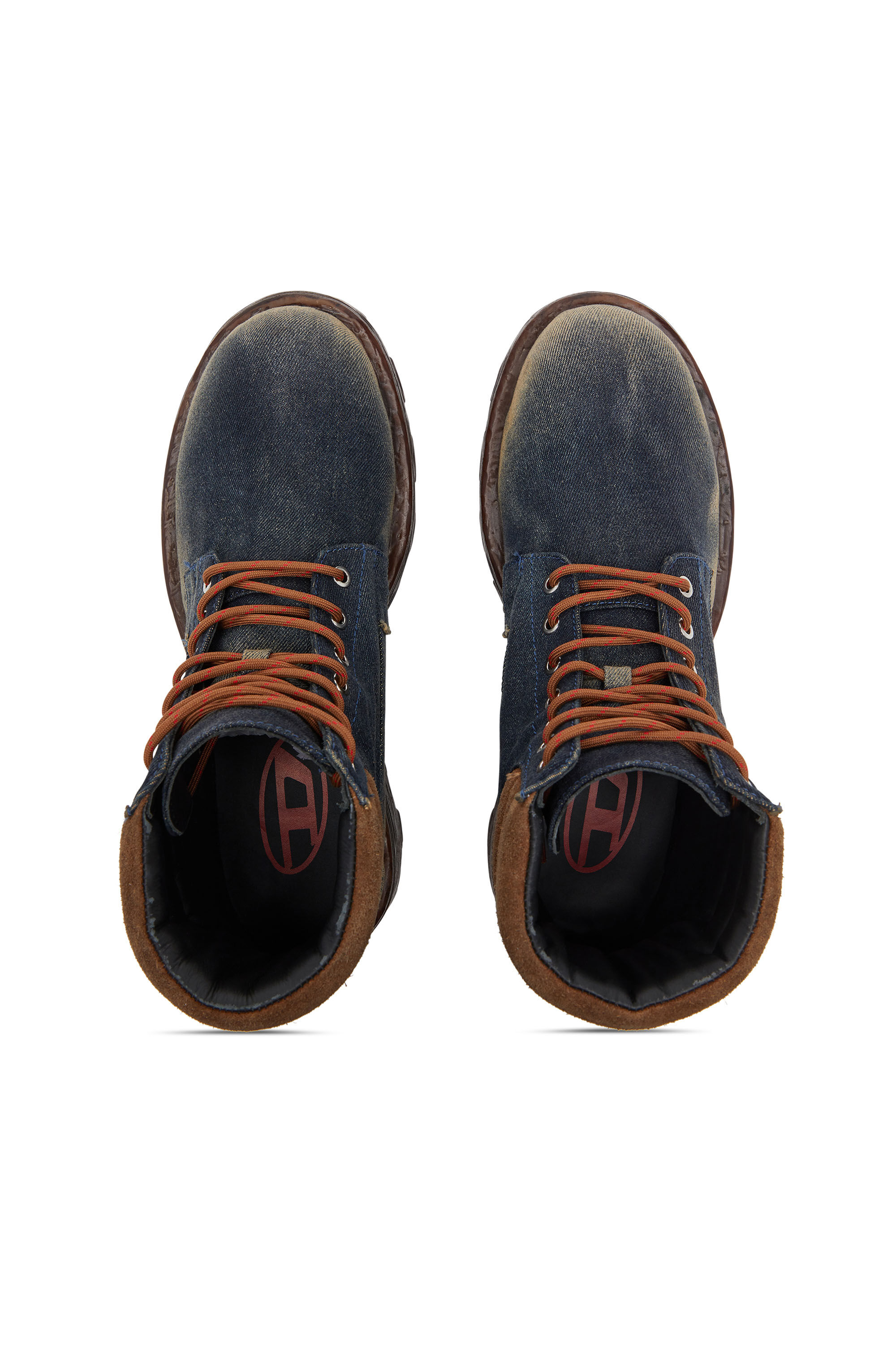 Diesel - D-HAMMER LACE UP, Herren D-Hammer-Kampfstiefel aus Denim und Veloursleder in Dunkelblau - 4