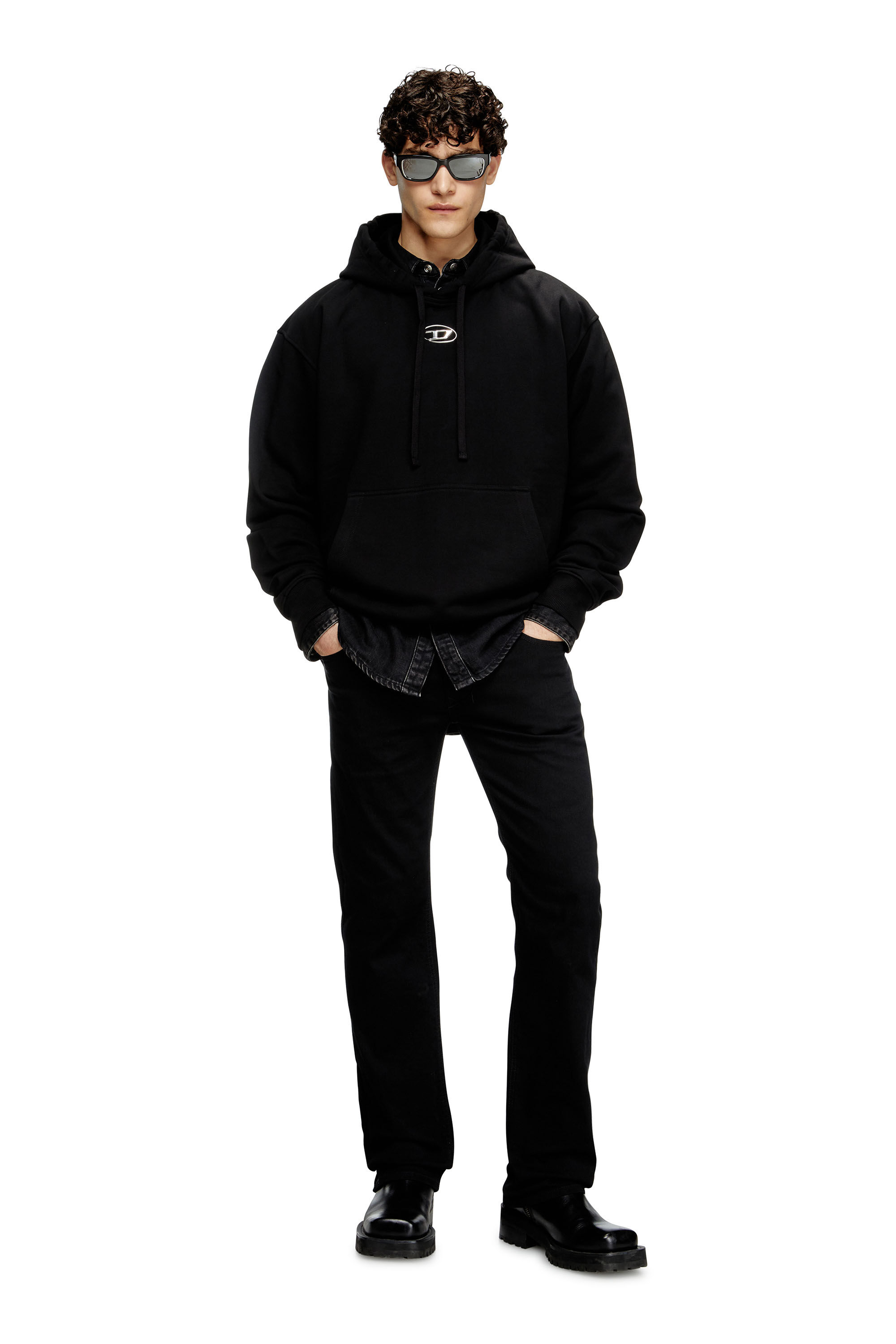 Diesel - S-MACS-HOOD-OD, Herren Hoodie in Übergröße mit Metallic-Logo in Schwarz - 1