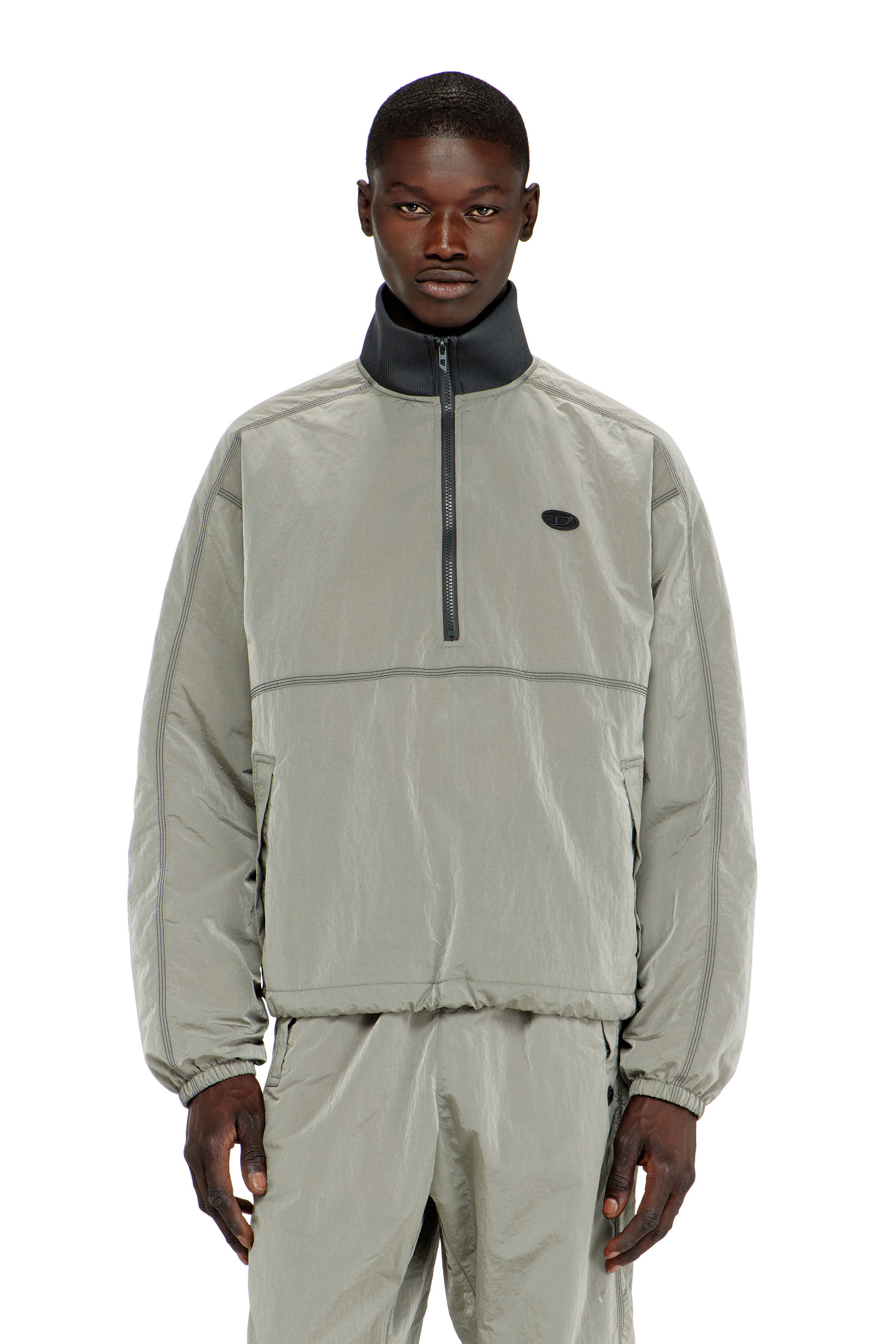 Diesel - J-ANOK, Herren Nylonjacke mit Crinkle-Effekt in Hellgrau - 3