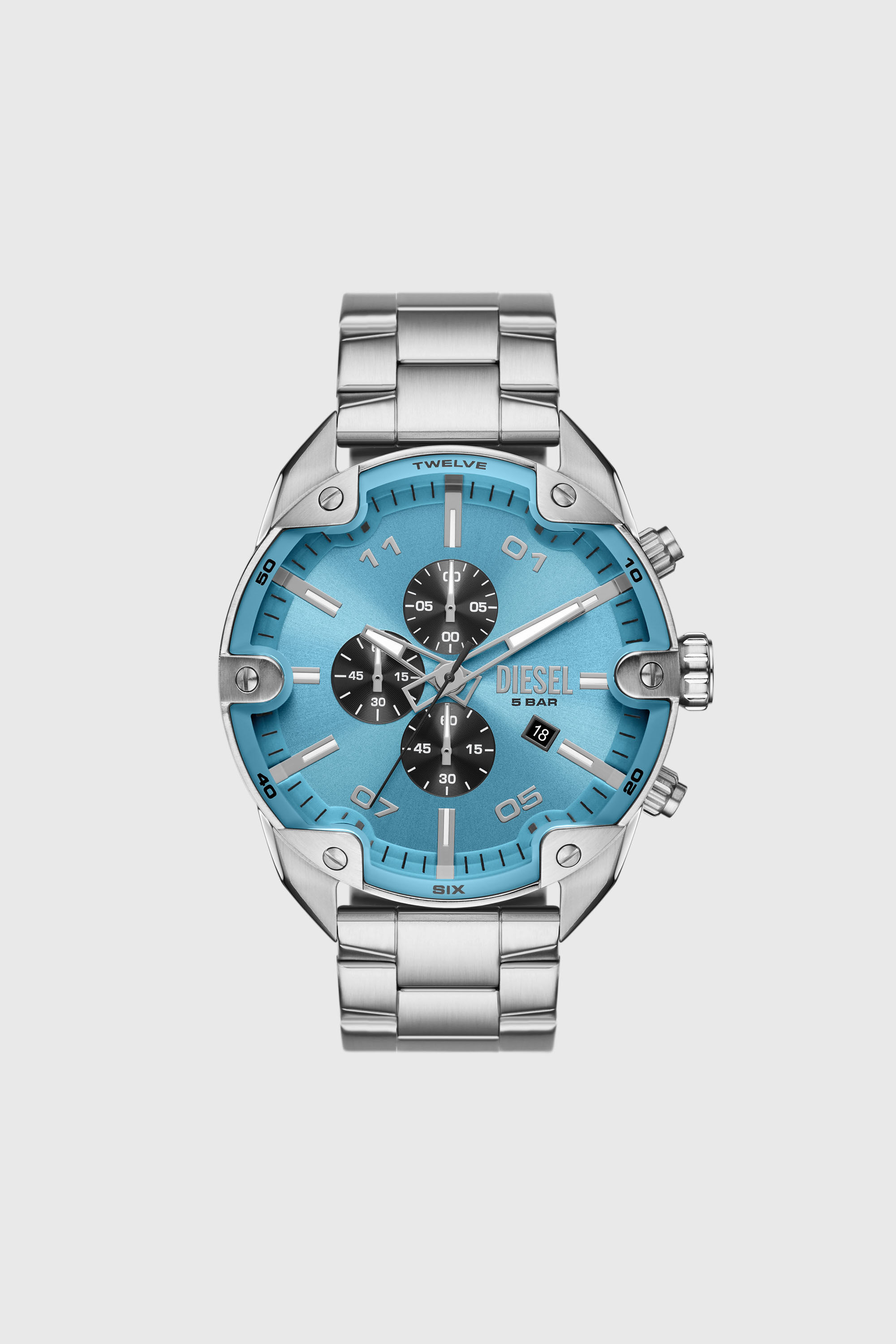 Diesel - DZ4655, Herren Spiked Chronograph Edelstahl in Silber - 1