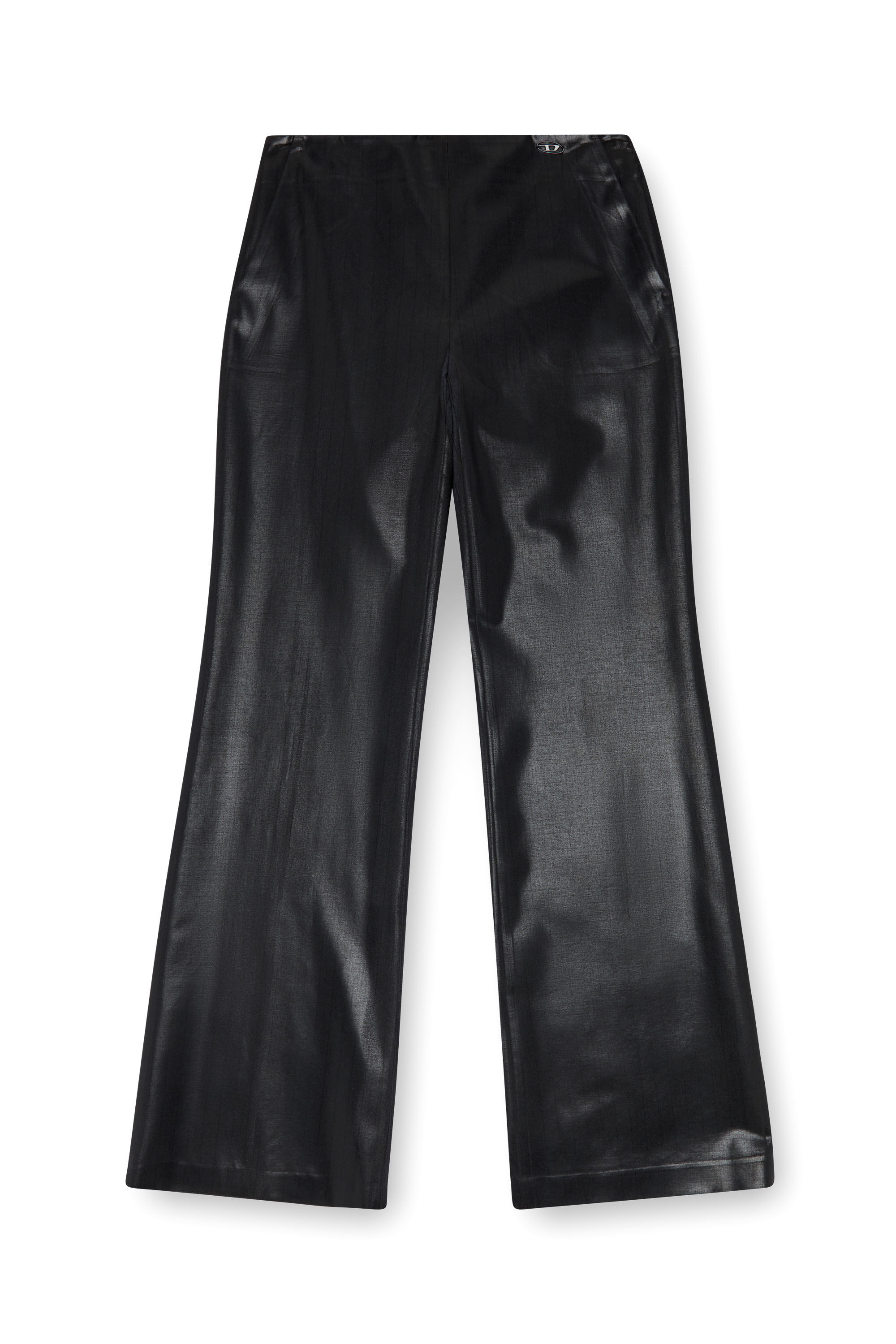 Diesel - P-OLARIS, Damen Nadelstreifen-Hose mit beschichteter Vorderseite in Schwarz - Image 2