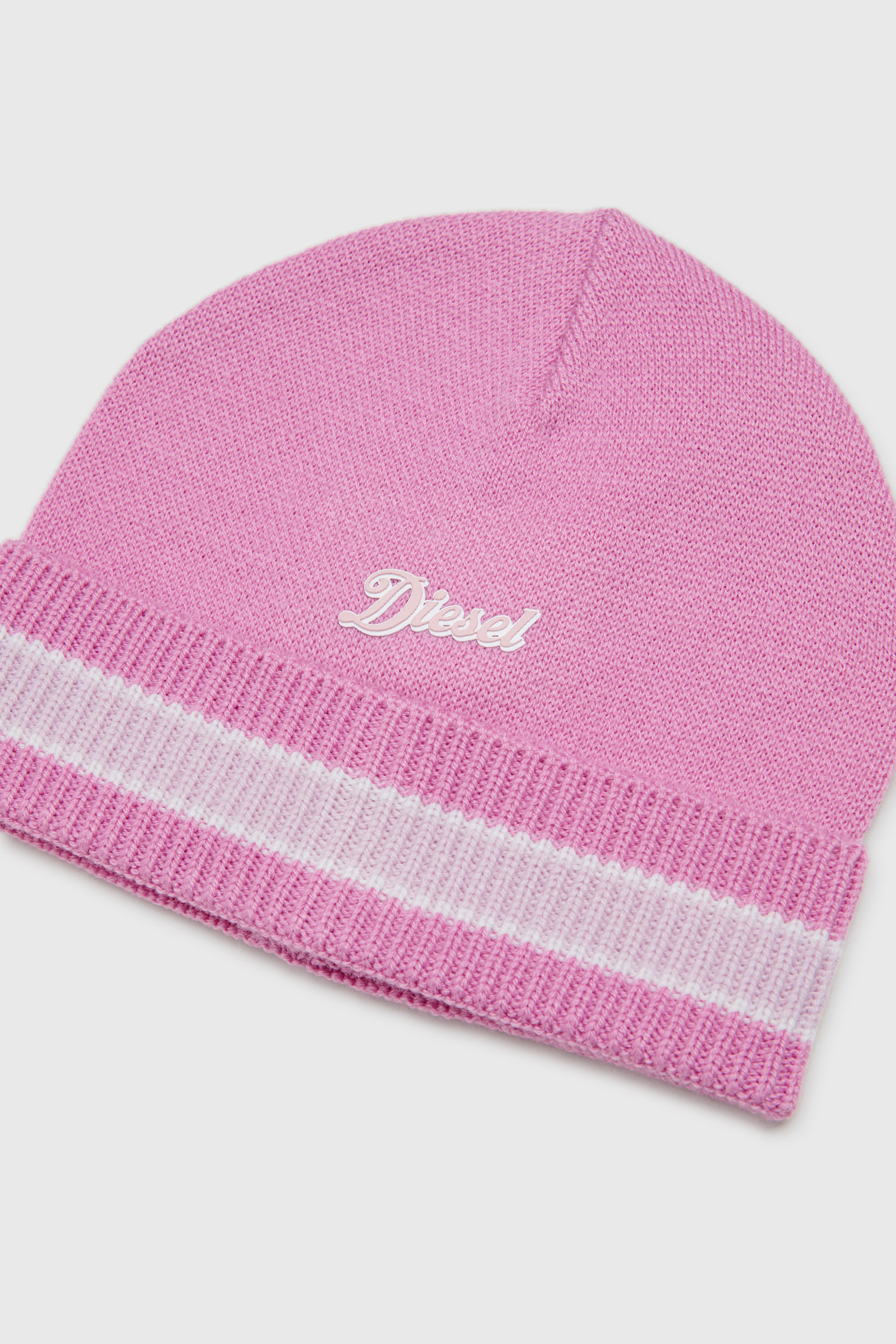 Diesel - FMOB, Unisex Gestreifte M&uuml;tze aus Wollmischung in Rosa - 3