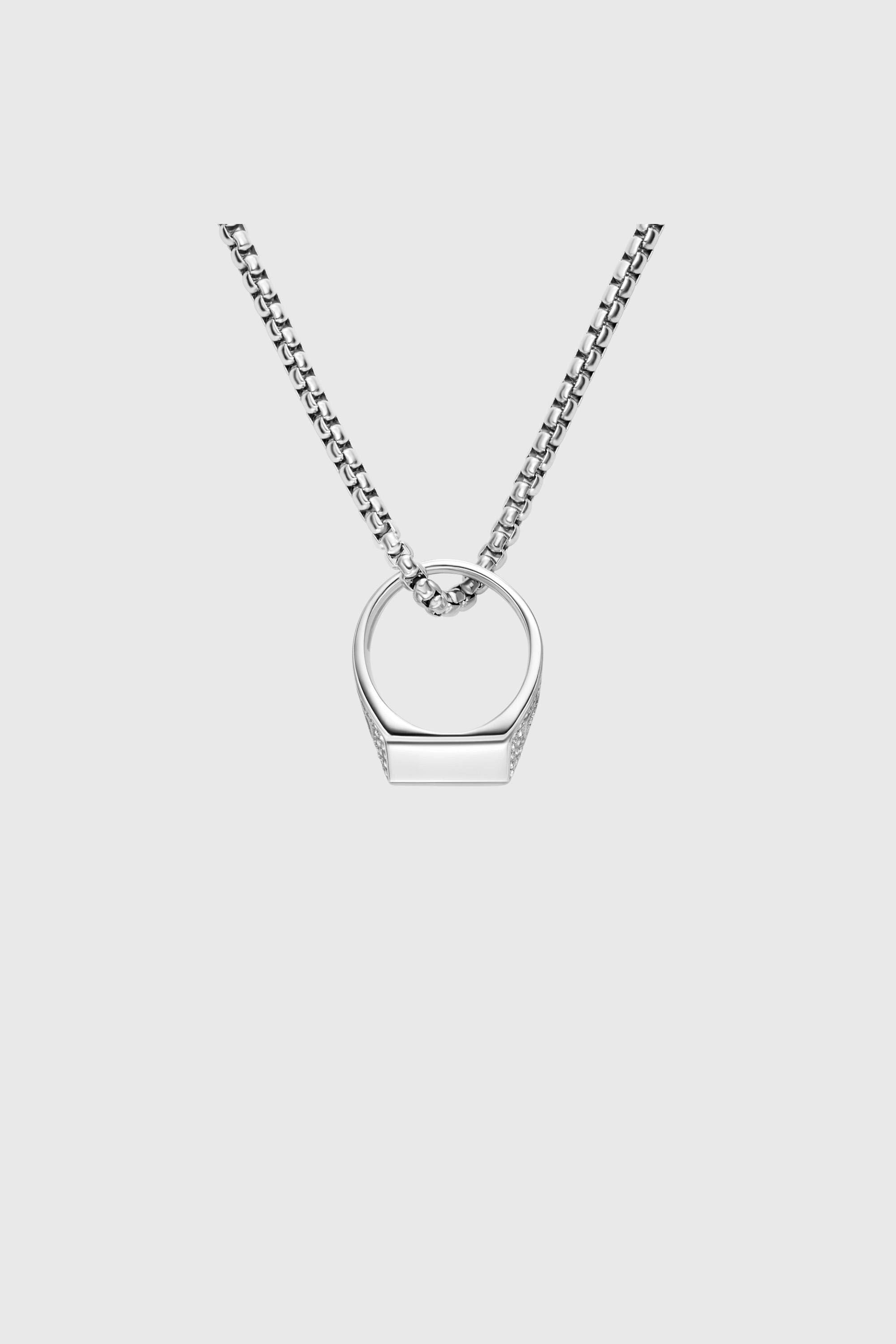 Diesel - DX1741040, Unisex Halskette aus Edelstahl mit Pav&eacute;-Anh&auml;nger in Silber - 3