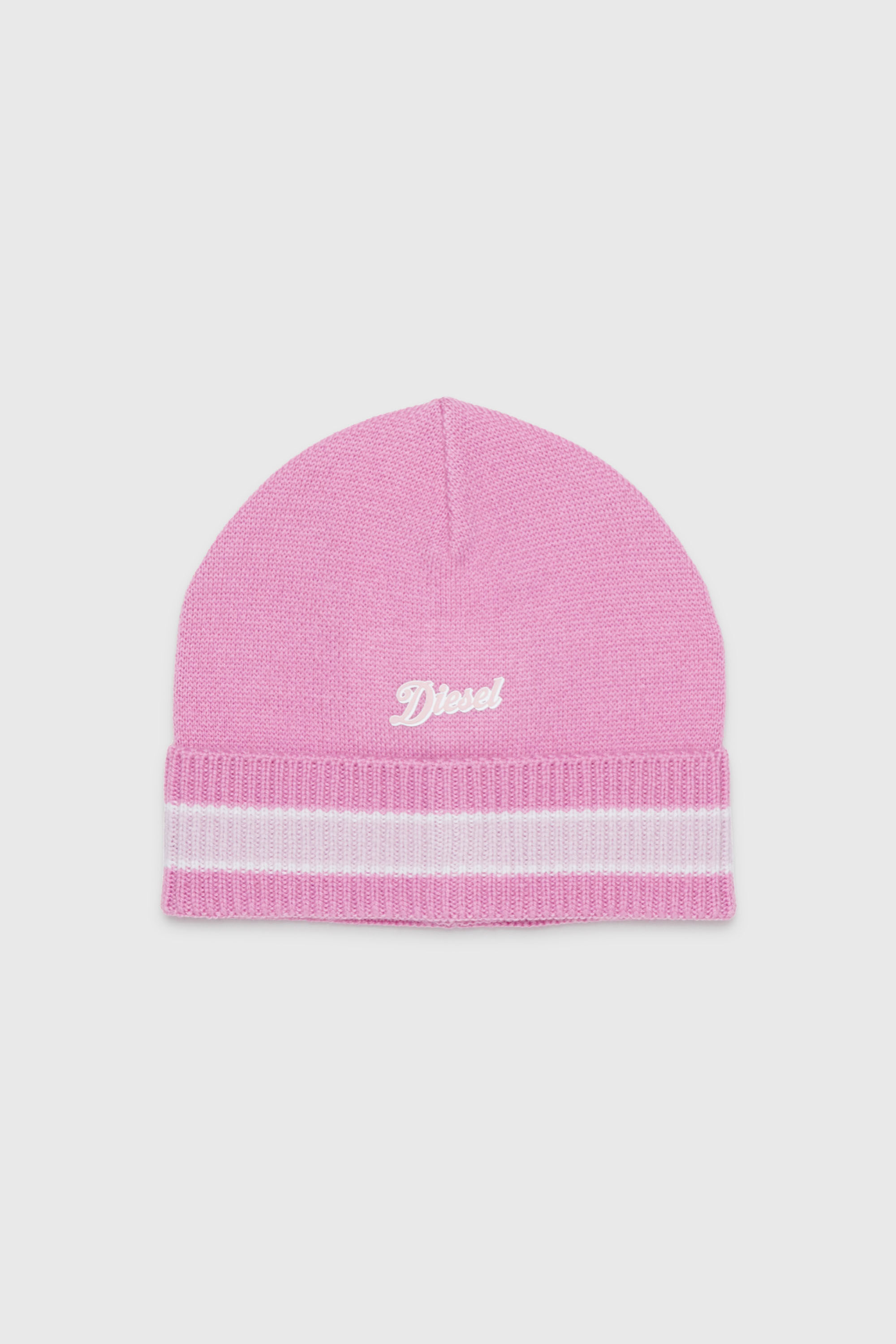 Diesel - FMOB, Unisex Gestreifte M&uuml;tze aus Wollmischung in Rosa - 1
