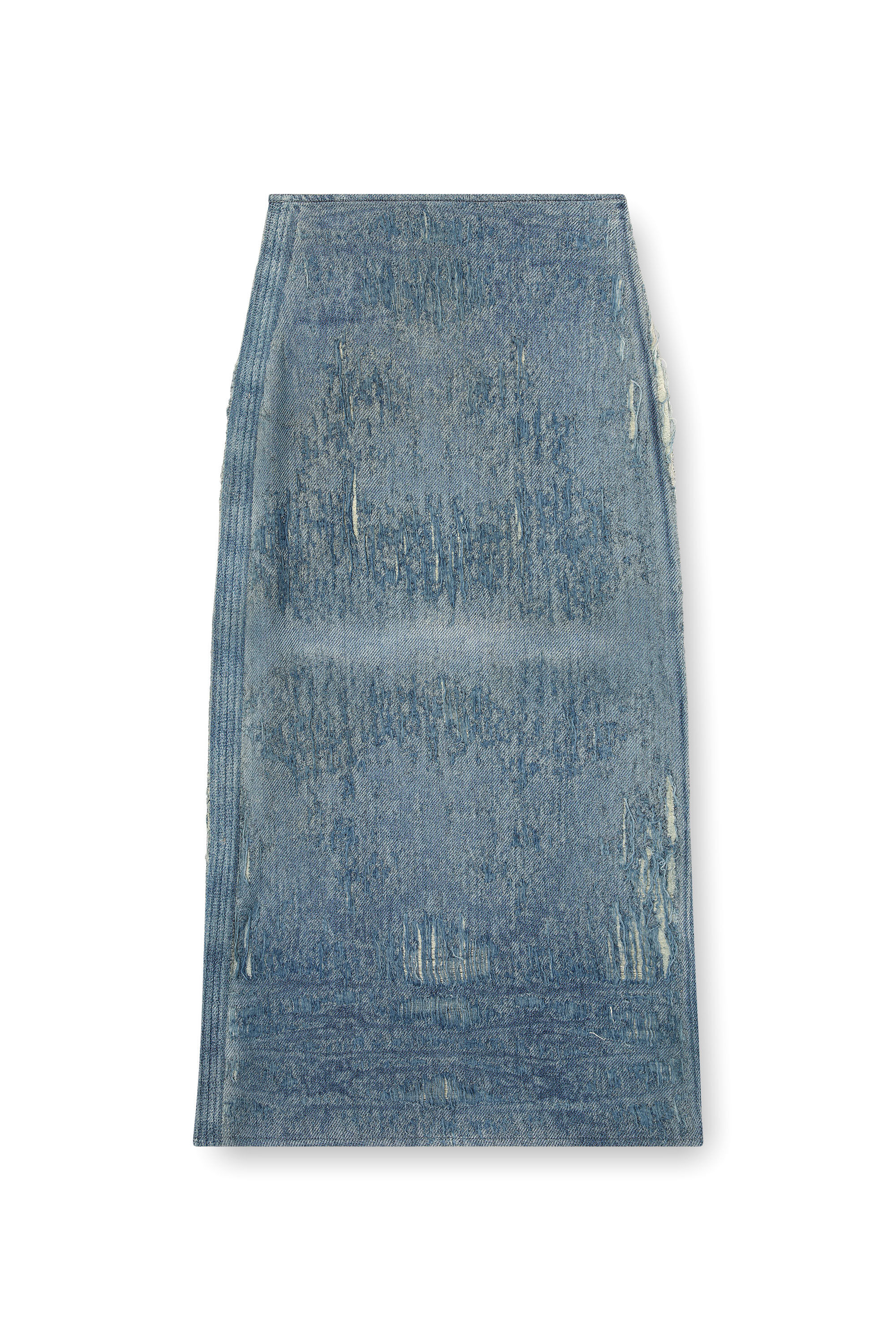 Diesel - DE-MEGAN-FSG, Damen Rock aus ultra-zerstörtem Jacquard-Denim in Mittelblau - 2