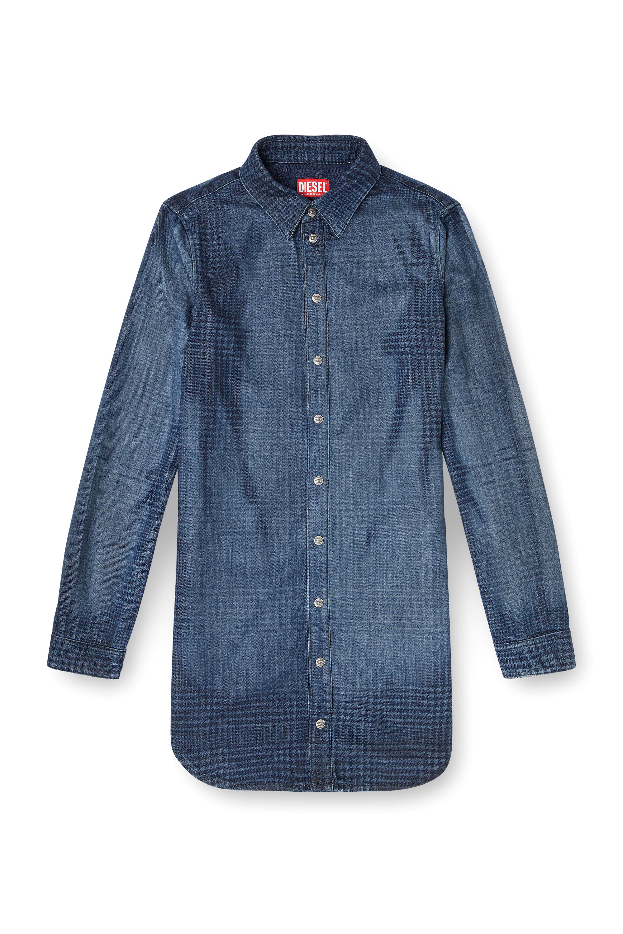 Diesel - DE-EAZY DRESS-S, Damen Hemdblusenkleid aus fließendem Prince of Wales Denim in Blau - 2