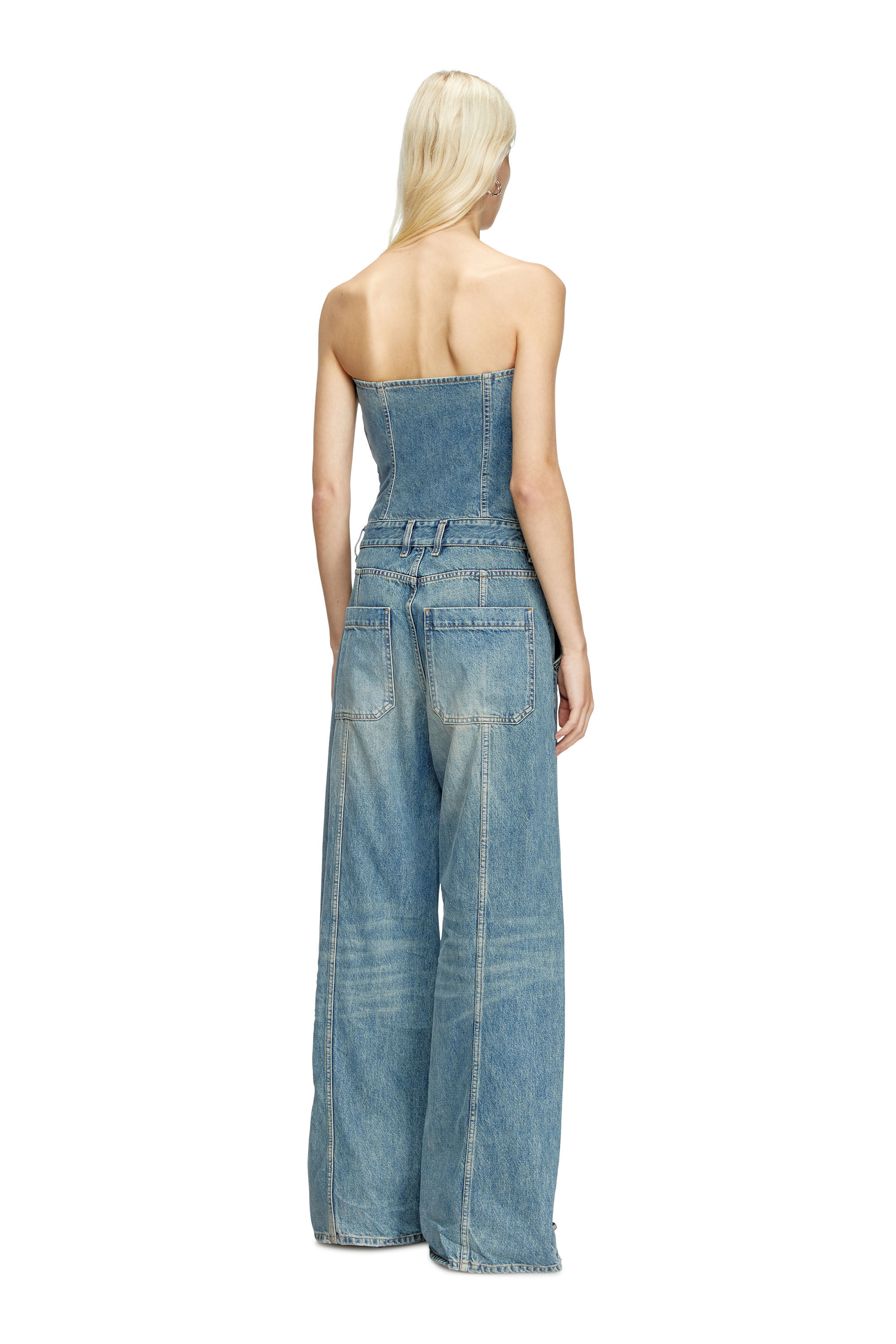 Diesel - DE-BRIDE, Damen Trägerloser Overall aus Denim in Hellblau - 2