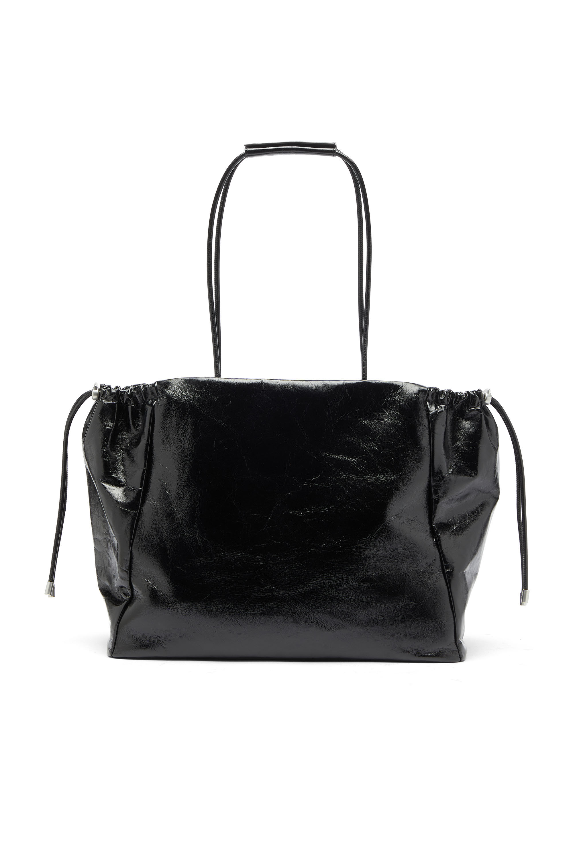 Diesel - SCRUNCH-D TOTE E/W, Damen Scrunch-D - Tote-Bag aus gl&auml;nzendem, geknittertem Leder in Schwarz - 2