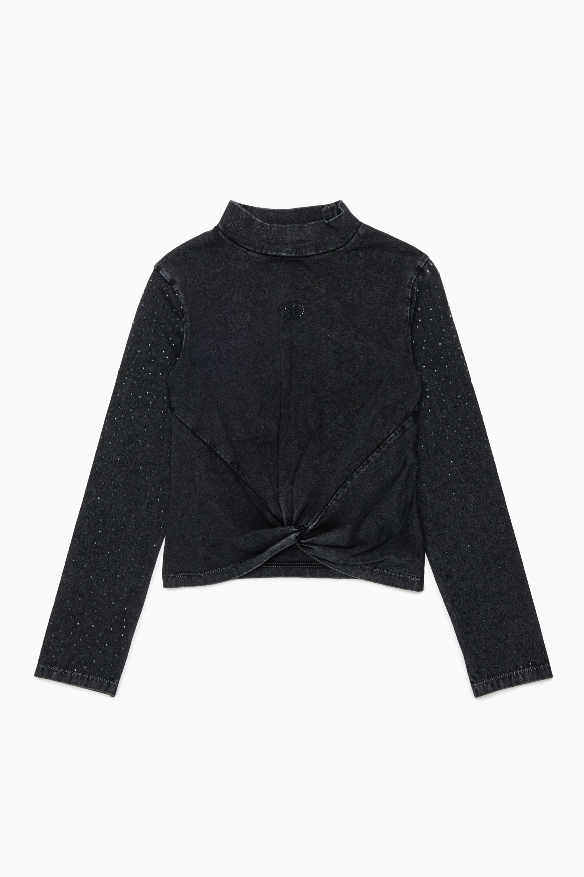 Diesel - TKNOT, Woman's Twist-hem top with rhinestones in Black - 1
