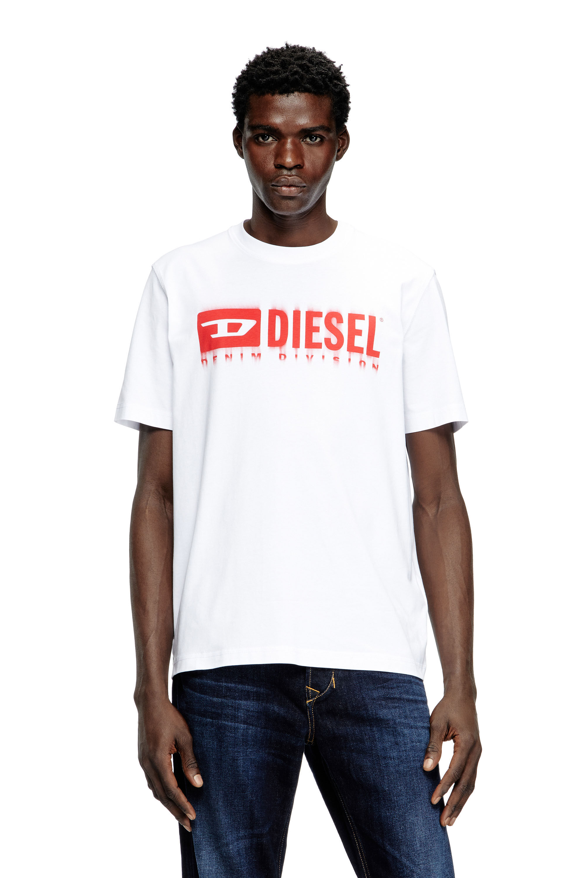 Diesel - T-ADJUST-Q7, Herren T-Shirt mit verschwommenem Diesel-Logo in Weiß - 3
