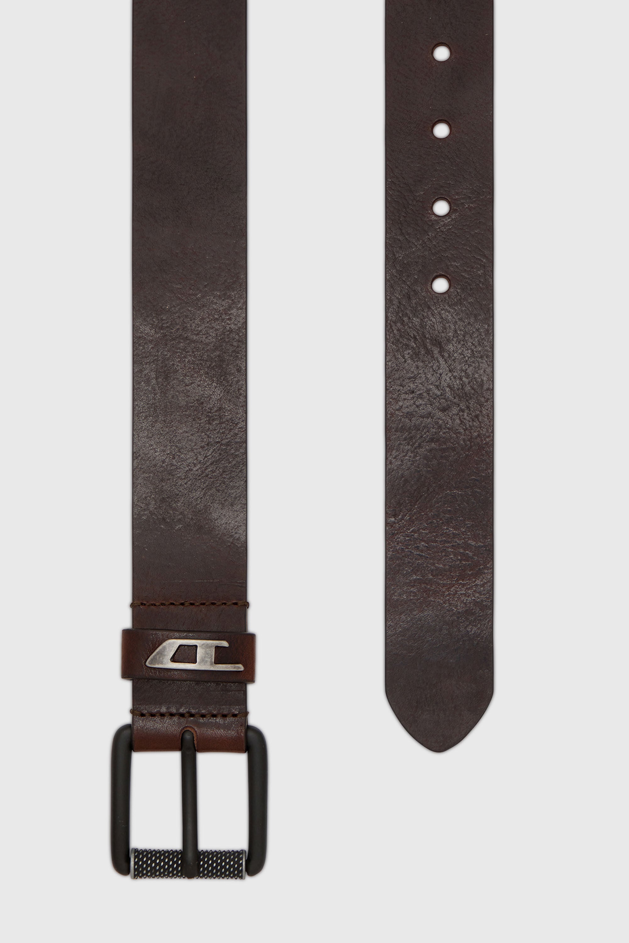 Diesel - B-DAVE II, Man's 3.5cm shiny leather belt with logo loop in Brown - 2
