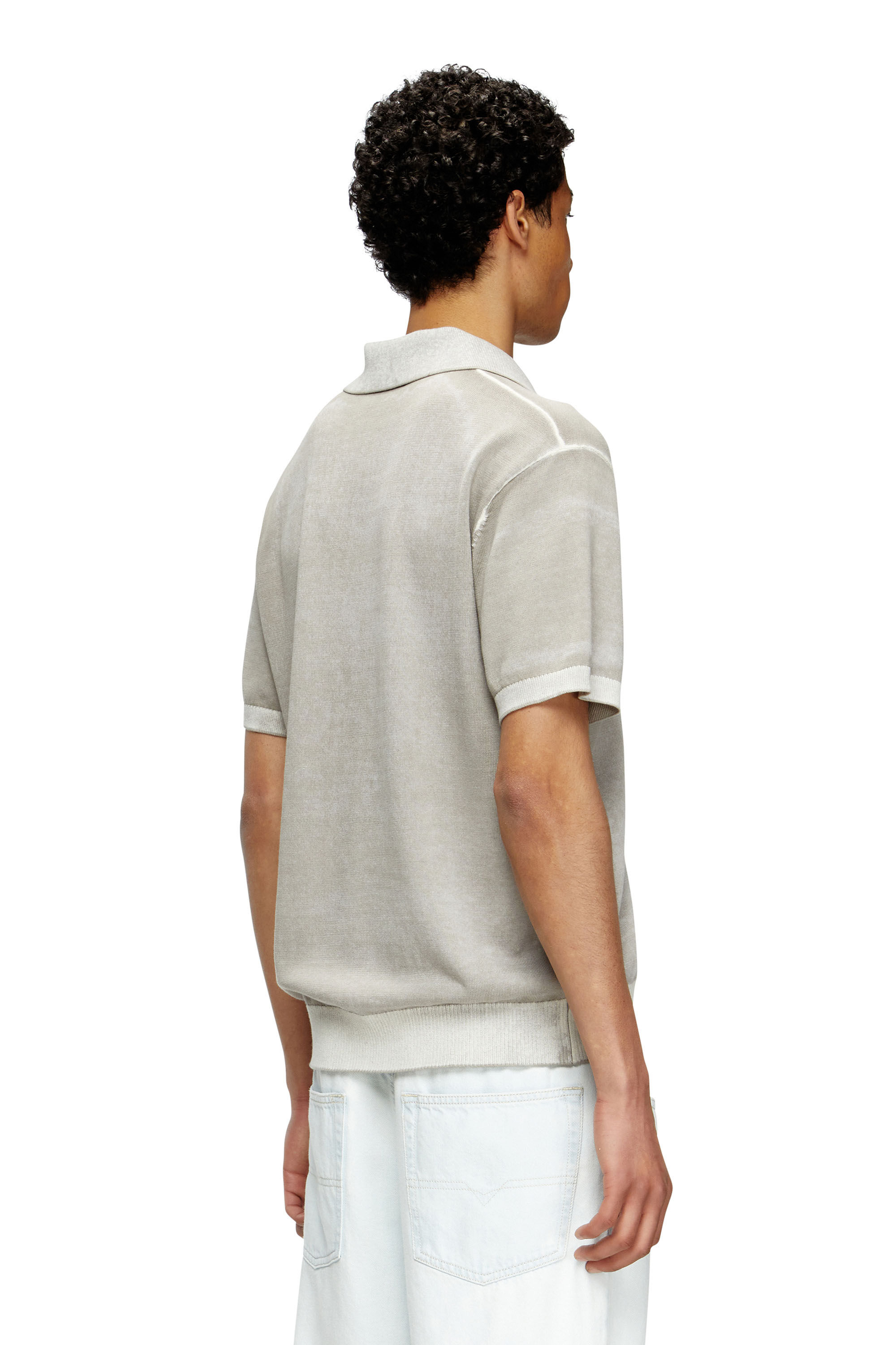 Diesel - K-LORENZO-SS, Herren Kurzarm-Polo-Pullover mit Reverse-Print in Grau - 4